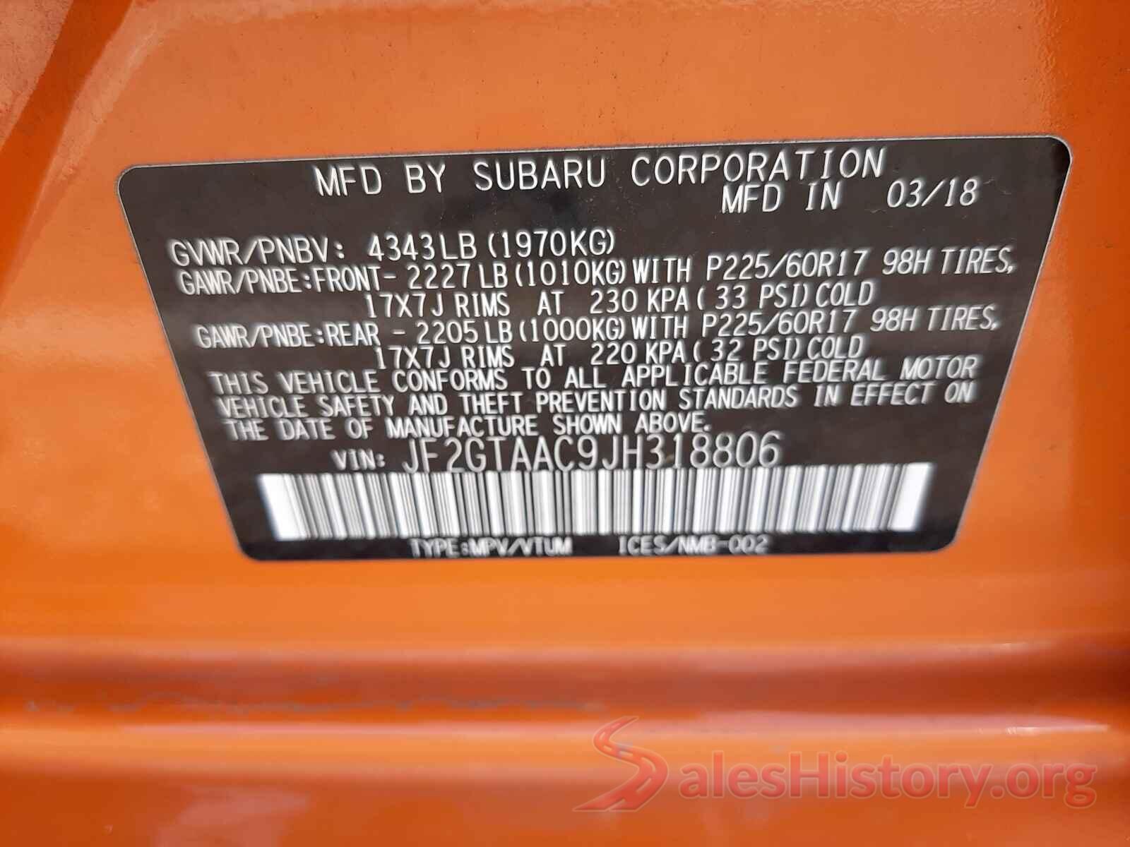 JF2GTAAC9JH318806 2018 SUBARU CROSSTREK