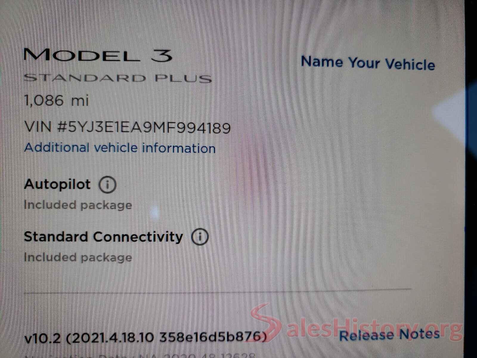 5YJ3E1EA9MF994189 2021 TESLA MODEL 3