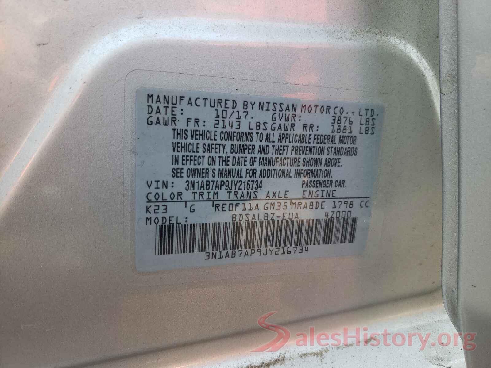 3N1AB7AP9JY216734 2018 NISSAN SENTRA