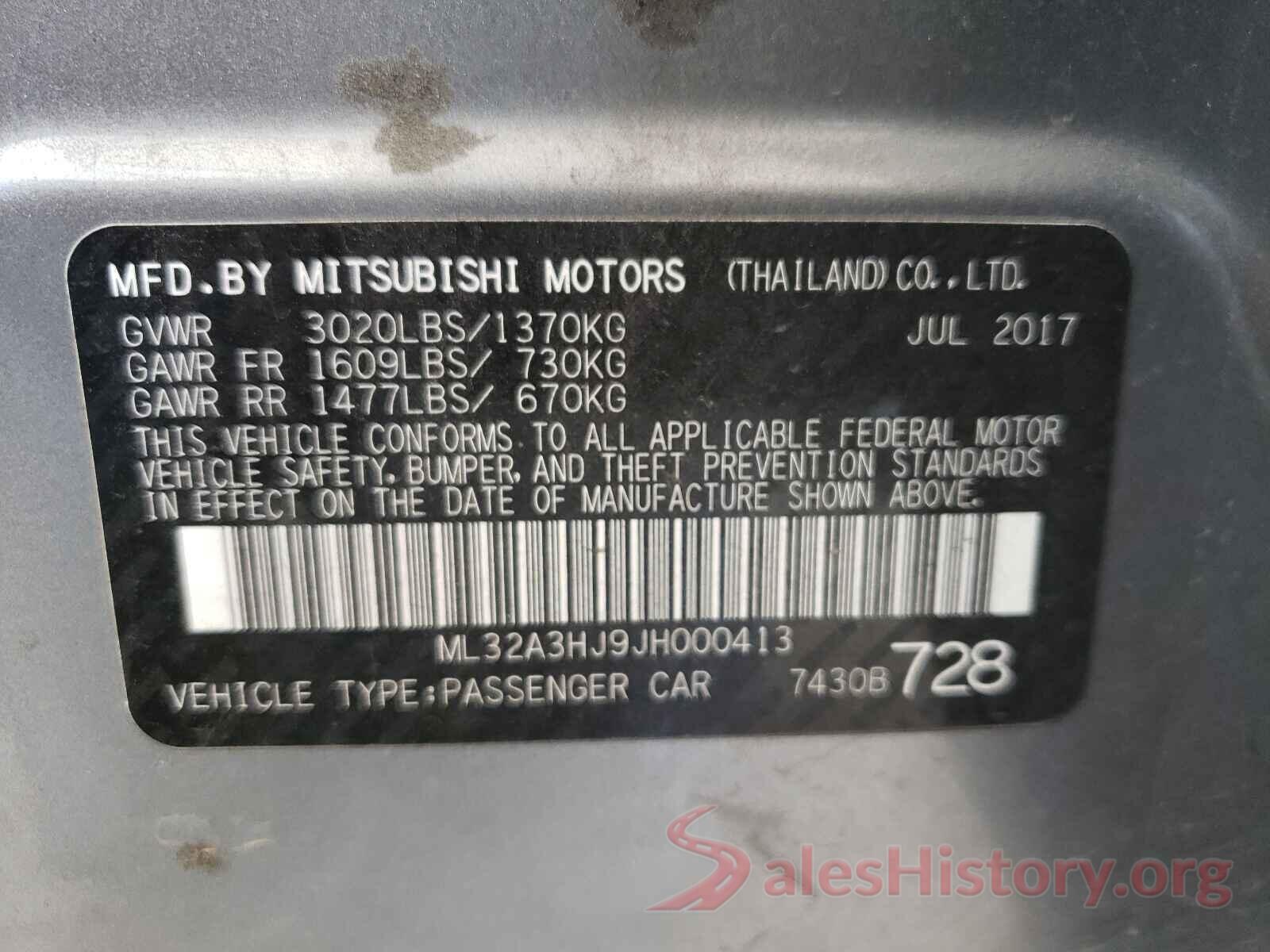 ML32A3HJ9JH000413 2018 MITSUBISHI MIRAGE