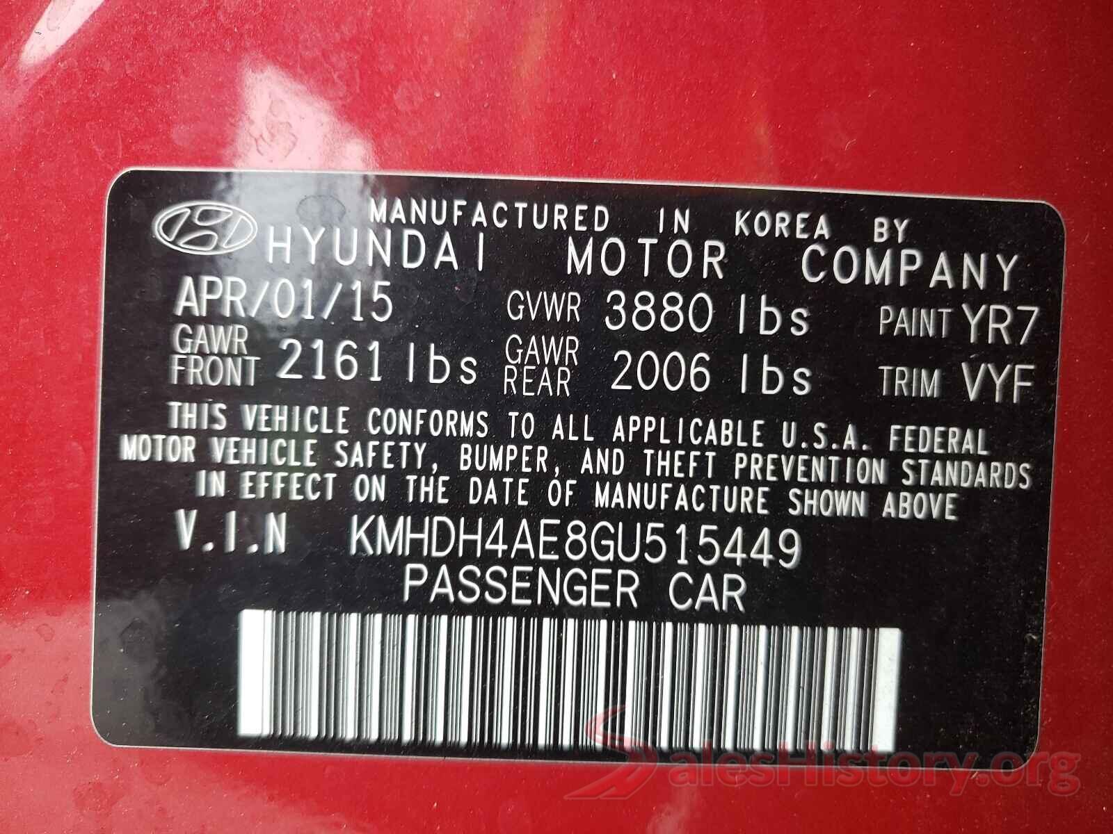 KMHDH4AE8GU515449 2016 HYUNDAI ELANTRA