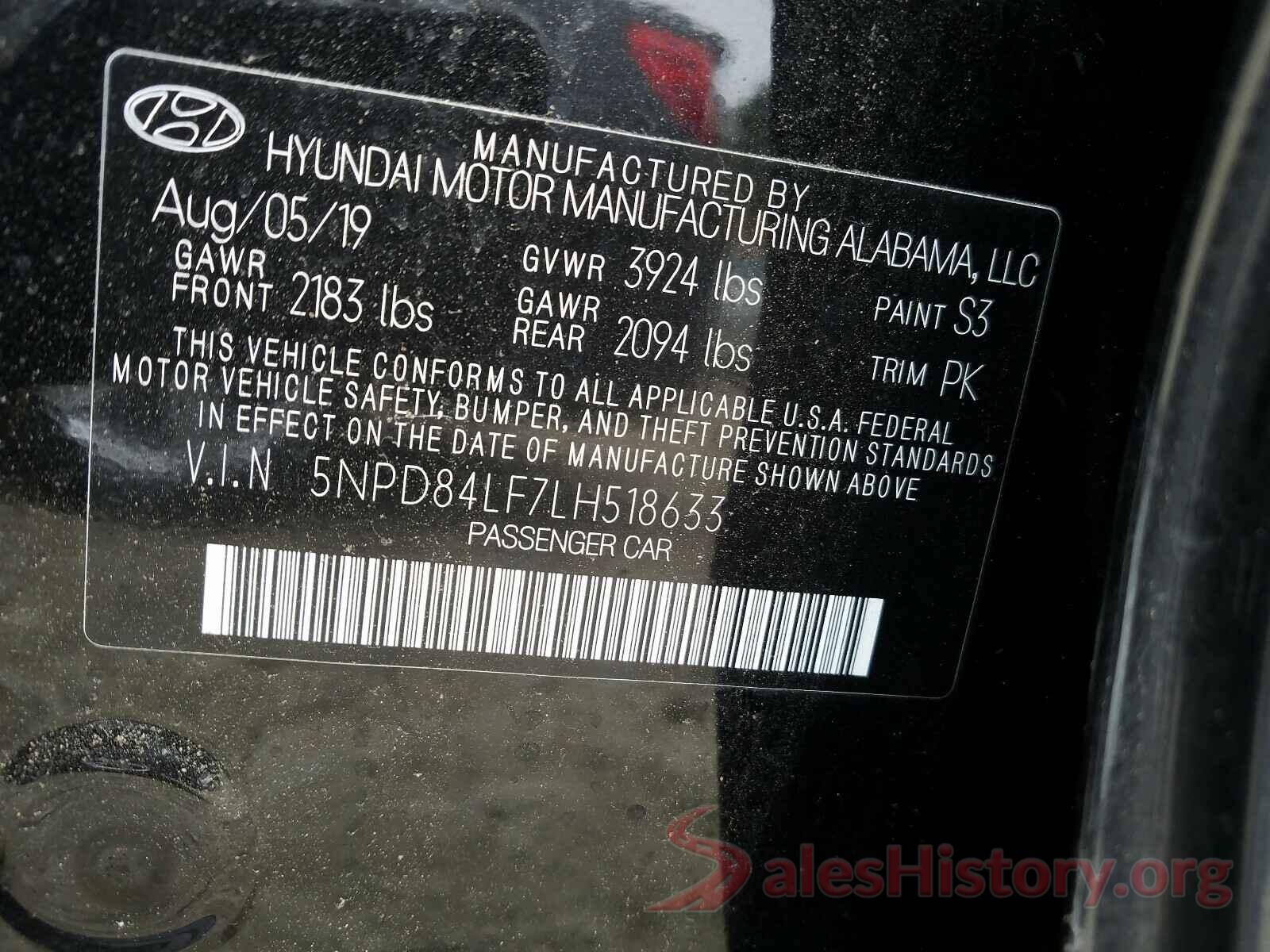 5NPD84LF7LH518633 2020 HYUNDAI ELANTRA