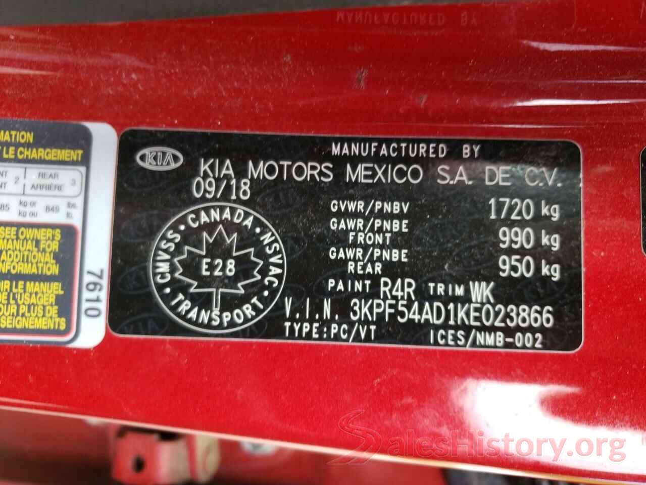 3KPF54AD1KE023866 2019 KIA FORTE