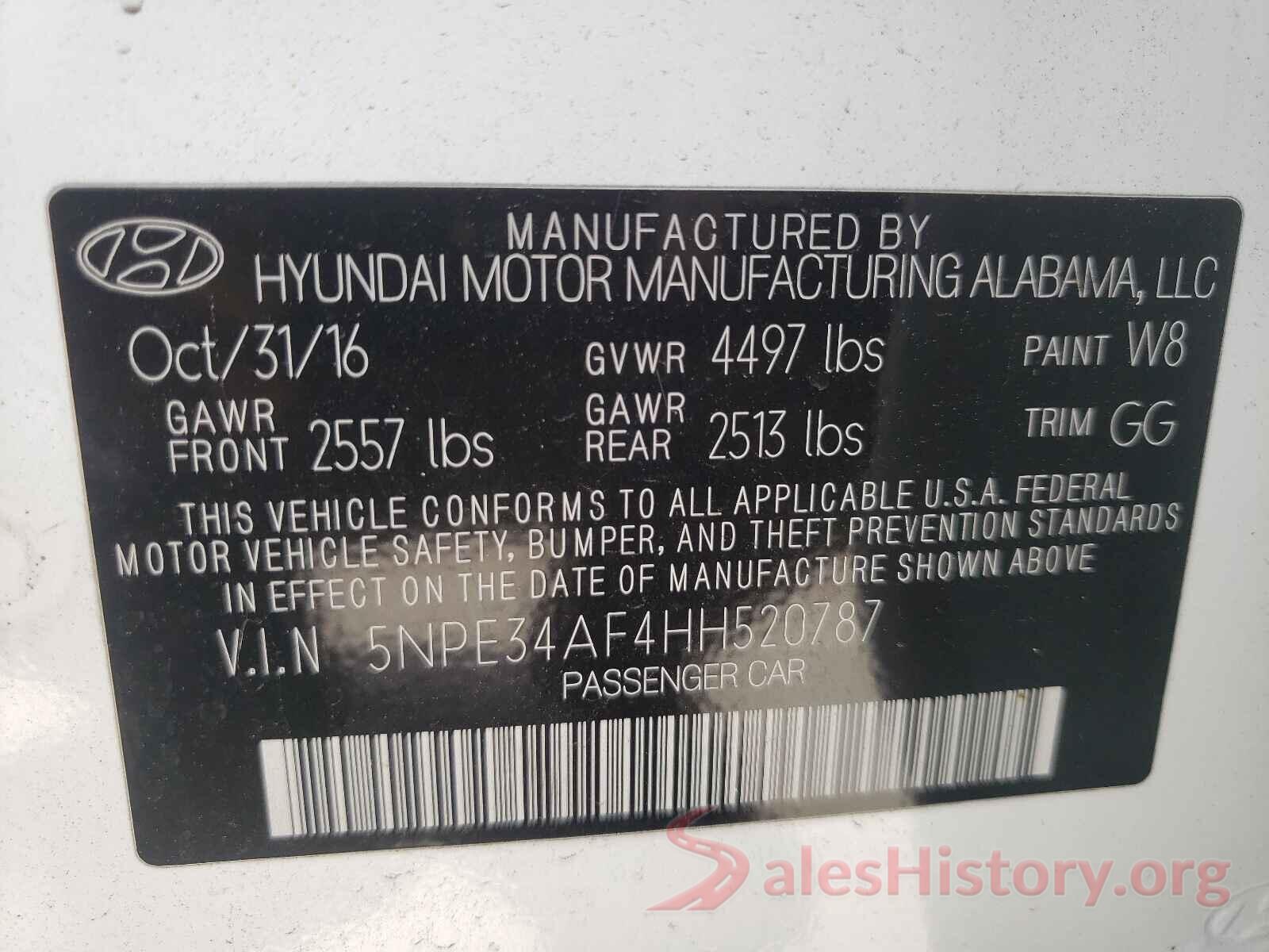 5NPE34AF4HH520787 2017 HYUNDAI SONATA