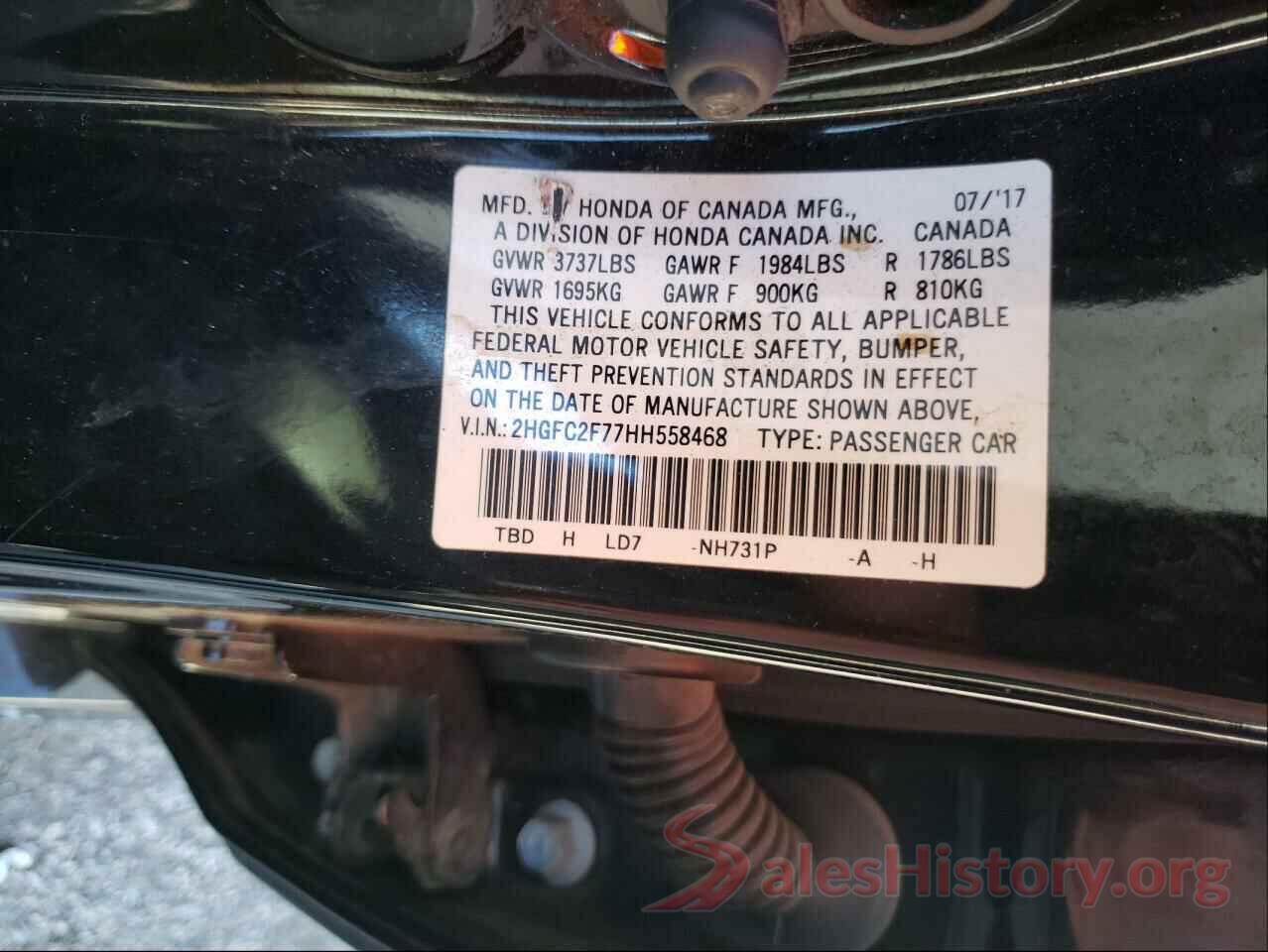 2HGFC2F77HH558468 2017 HONDA CIVIC