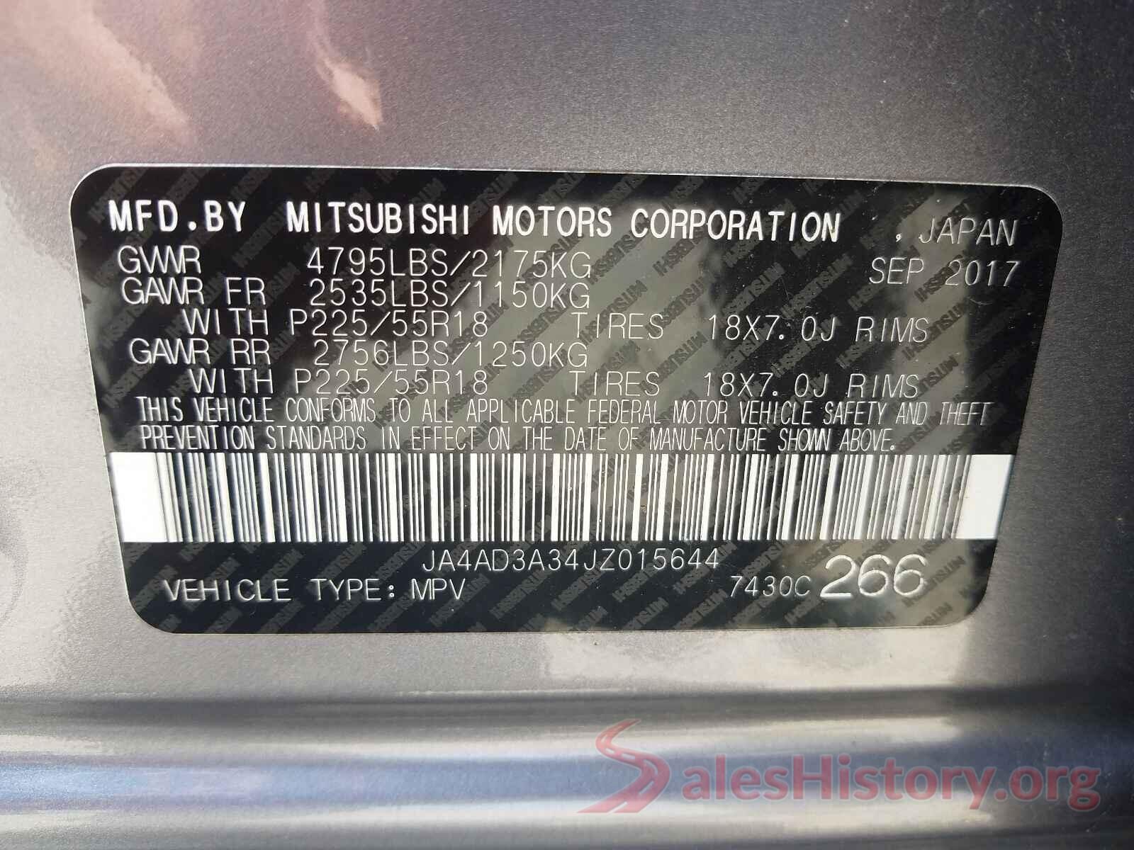 JA4AD3A34JZ015644 2018 MITSUBISHI OUTLANDER