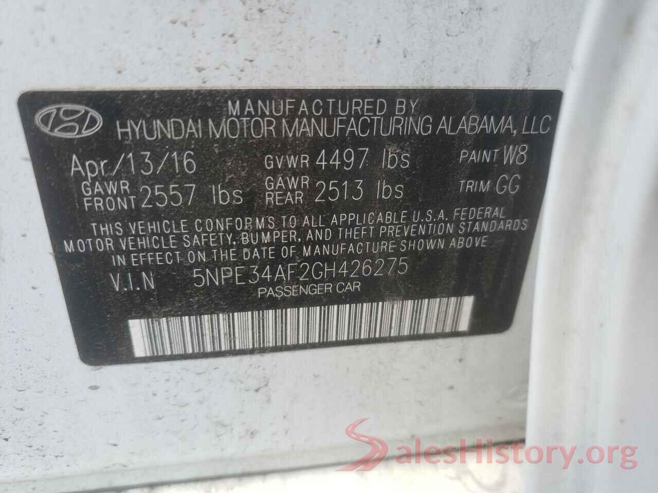 5NPE34AF2GH426275 2016 HYUNDAI SONATA