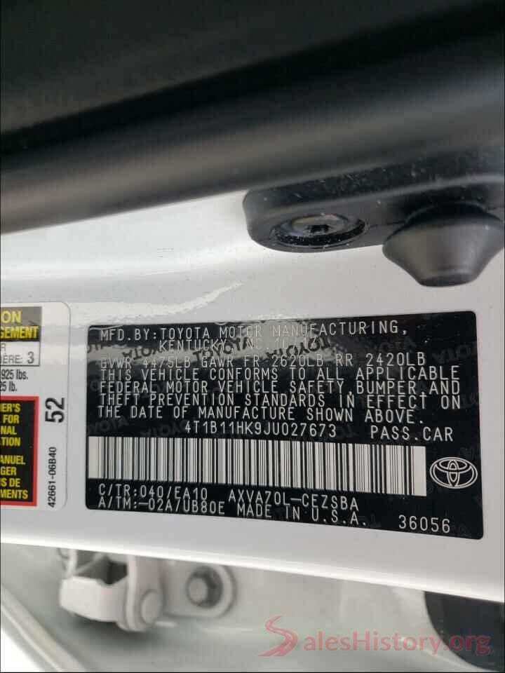 4T1B11HK9JU027673 2018 TOYOTA CAMRY