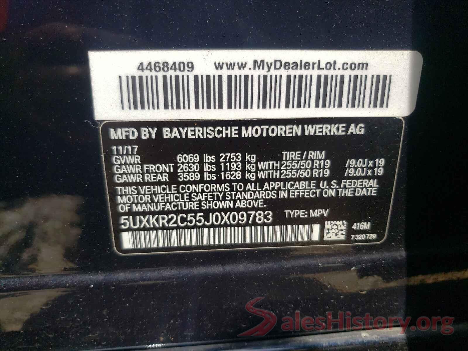 5UXKR2C55J0X09783 2018 BMW X5