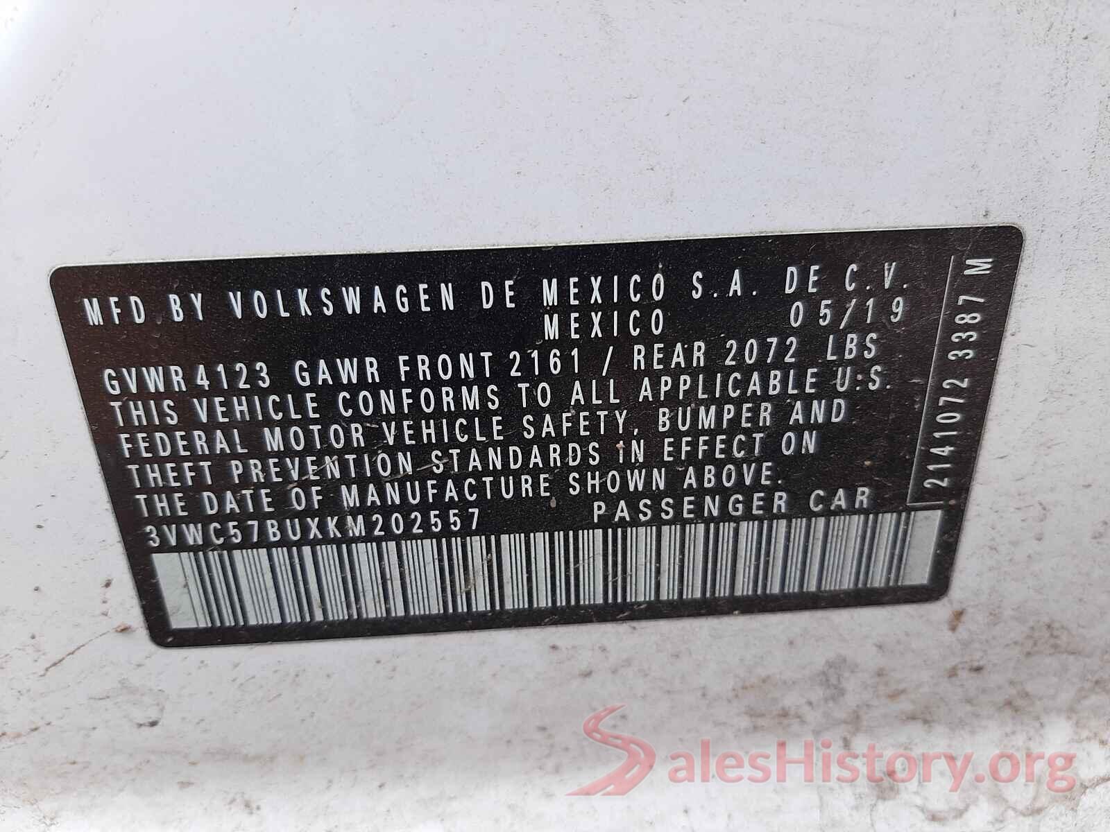 3VWC57BUXKM202557 2019 VOLKSWAGEN JETTA