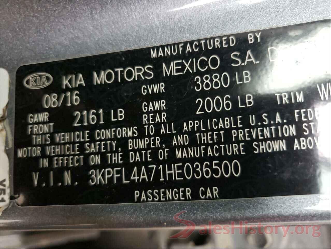 3KPFL4A71HE036500 2017 KIA FORTE