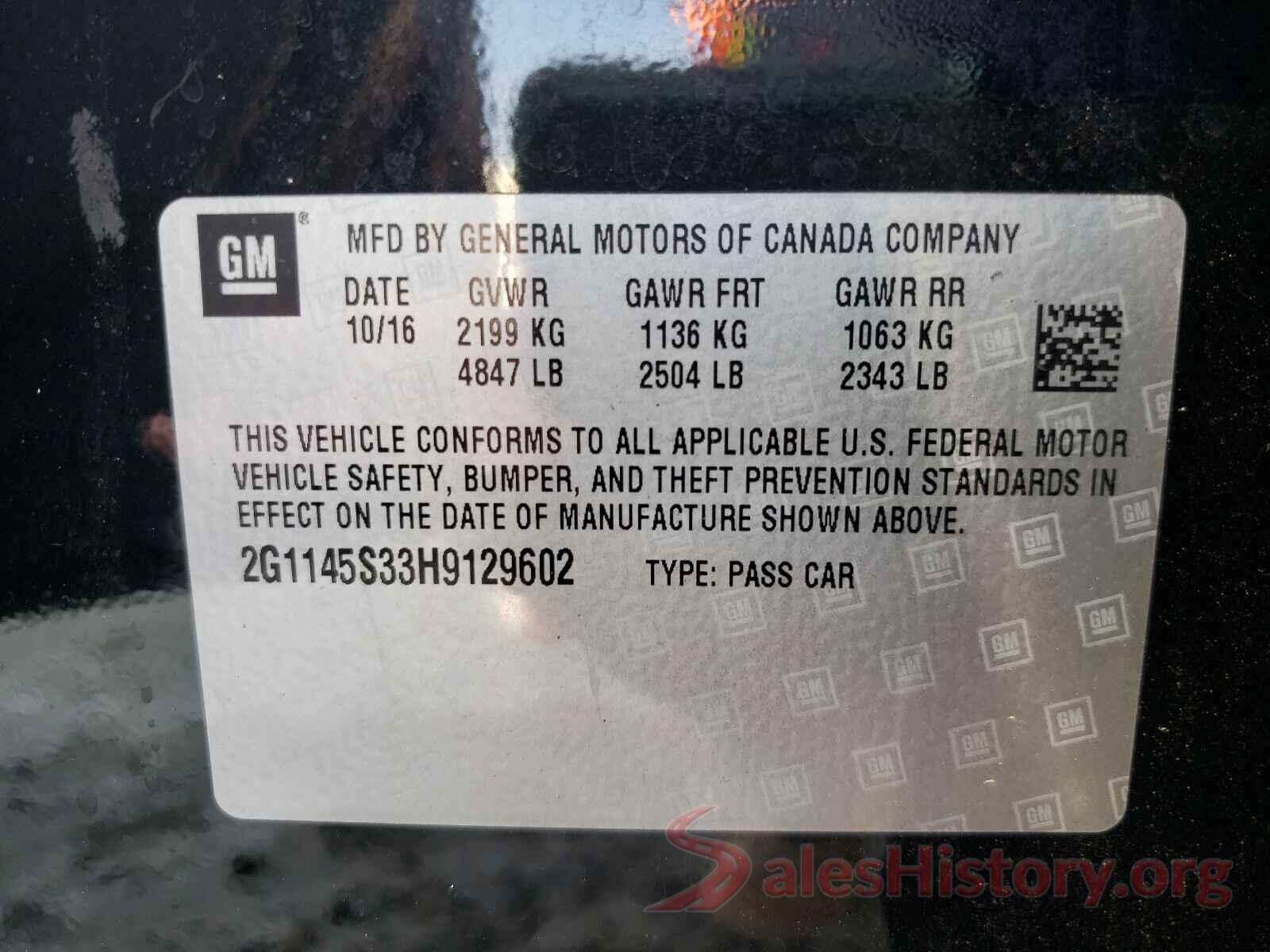 2G1145S33H9129602 2017 CHEVROLET IMPALA