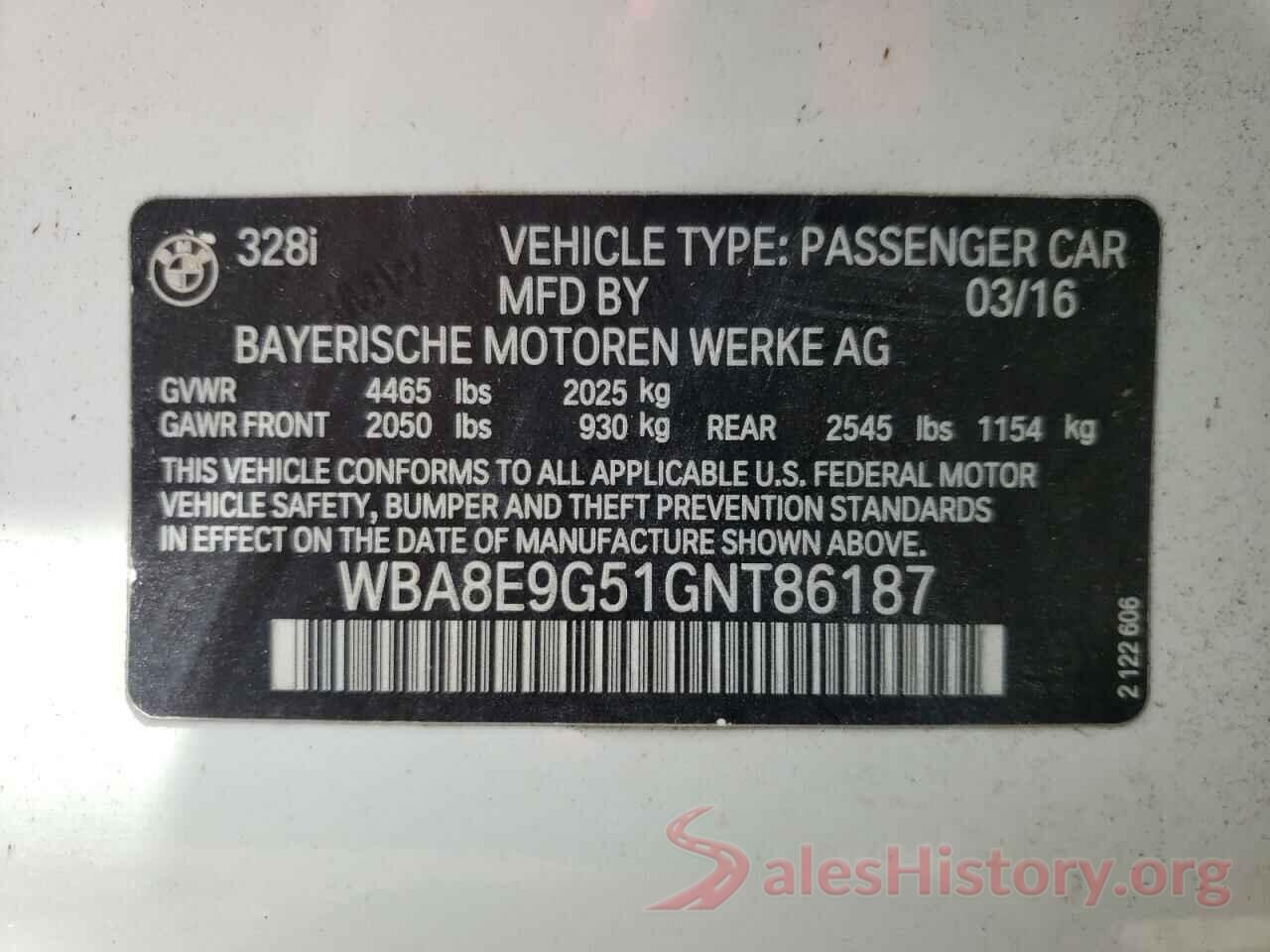 WBA8E9G51GNT86187 2016 BMW 3 SERIES