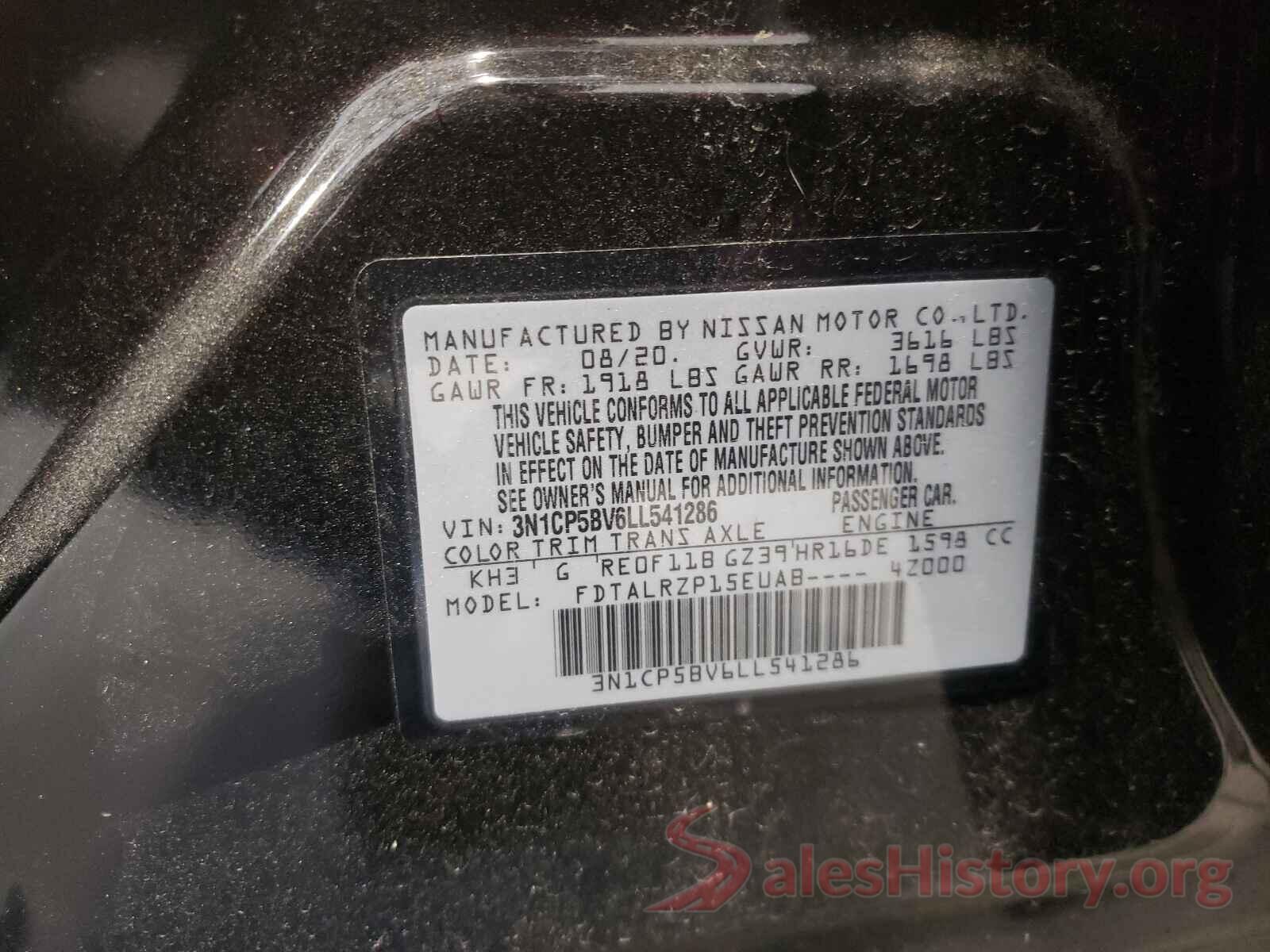 3N1CP5BV6LL541286 2020 NISSAN KICKS