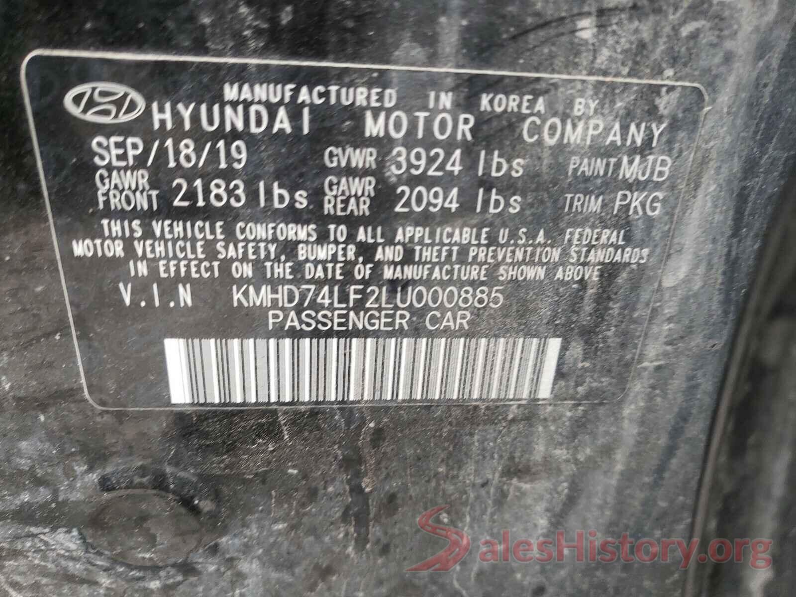 KMHD74LF2LU000885 2020 HYUNDAI ELANTRA