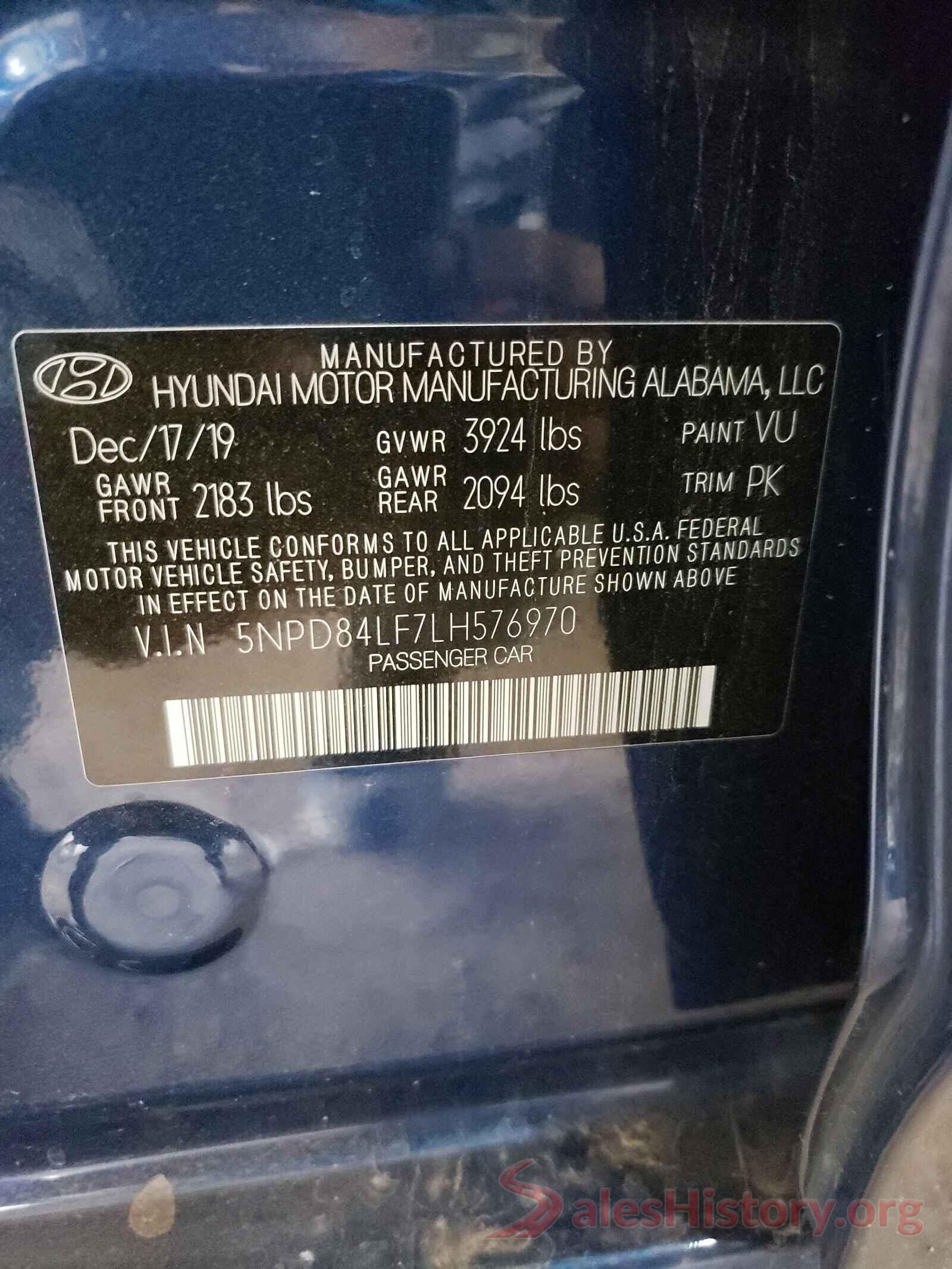 5NPD84LF7LH576970 2020 HYUNDAI ELANTRA