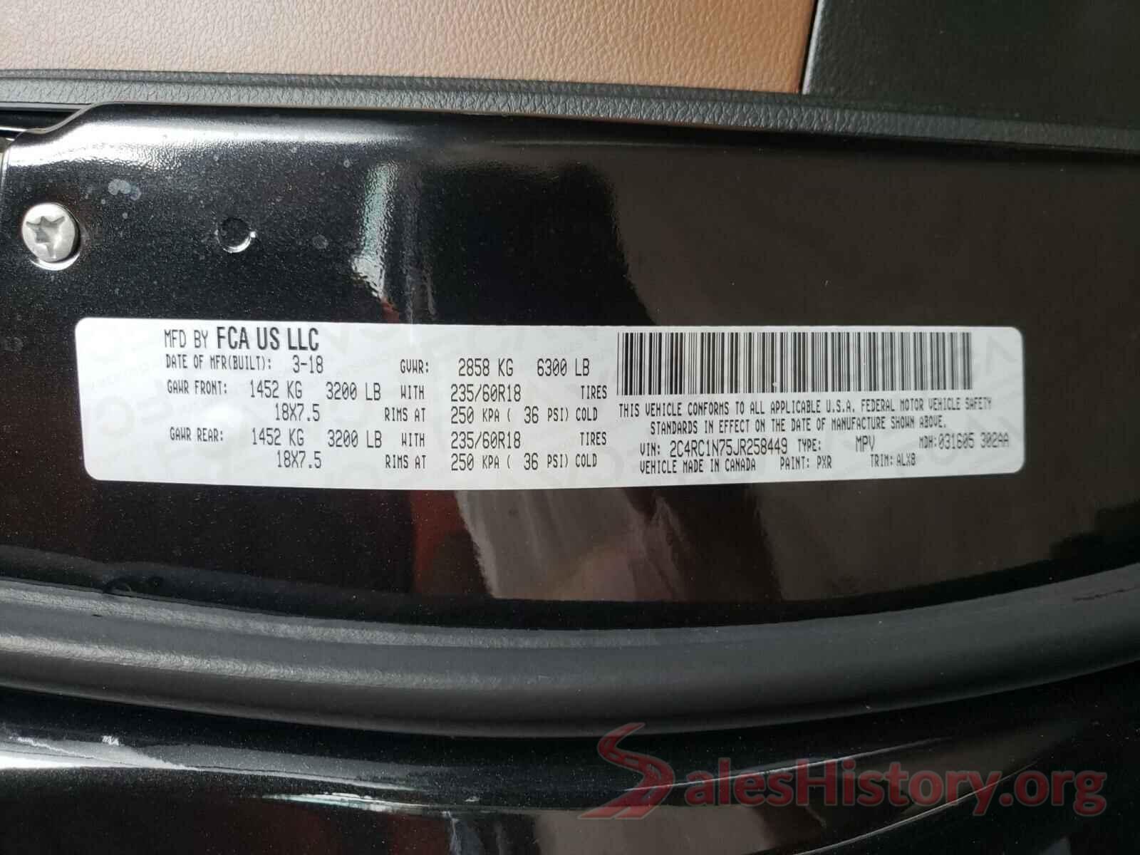 2C4RC1N75JR258449 2018 CHRYSLER PACIFICA