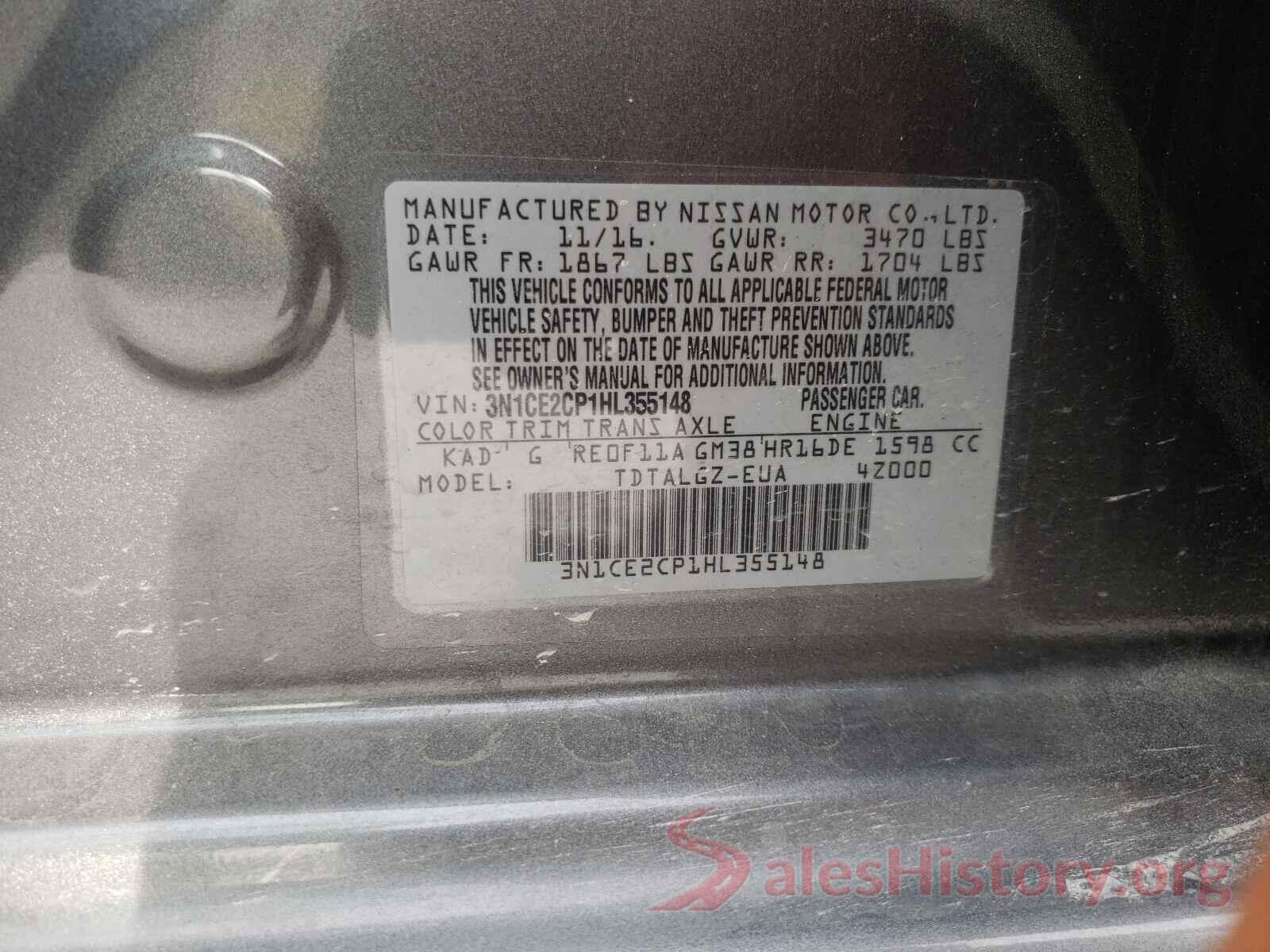 3N1CE2CP1HL355148 2017 NISSAN VERSA