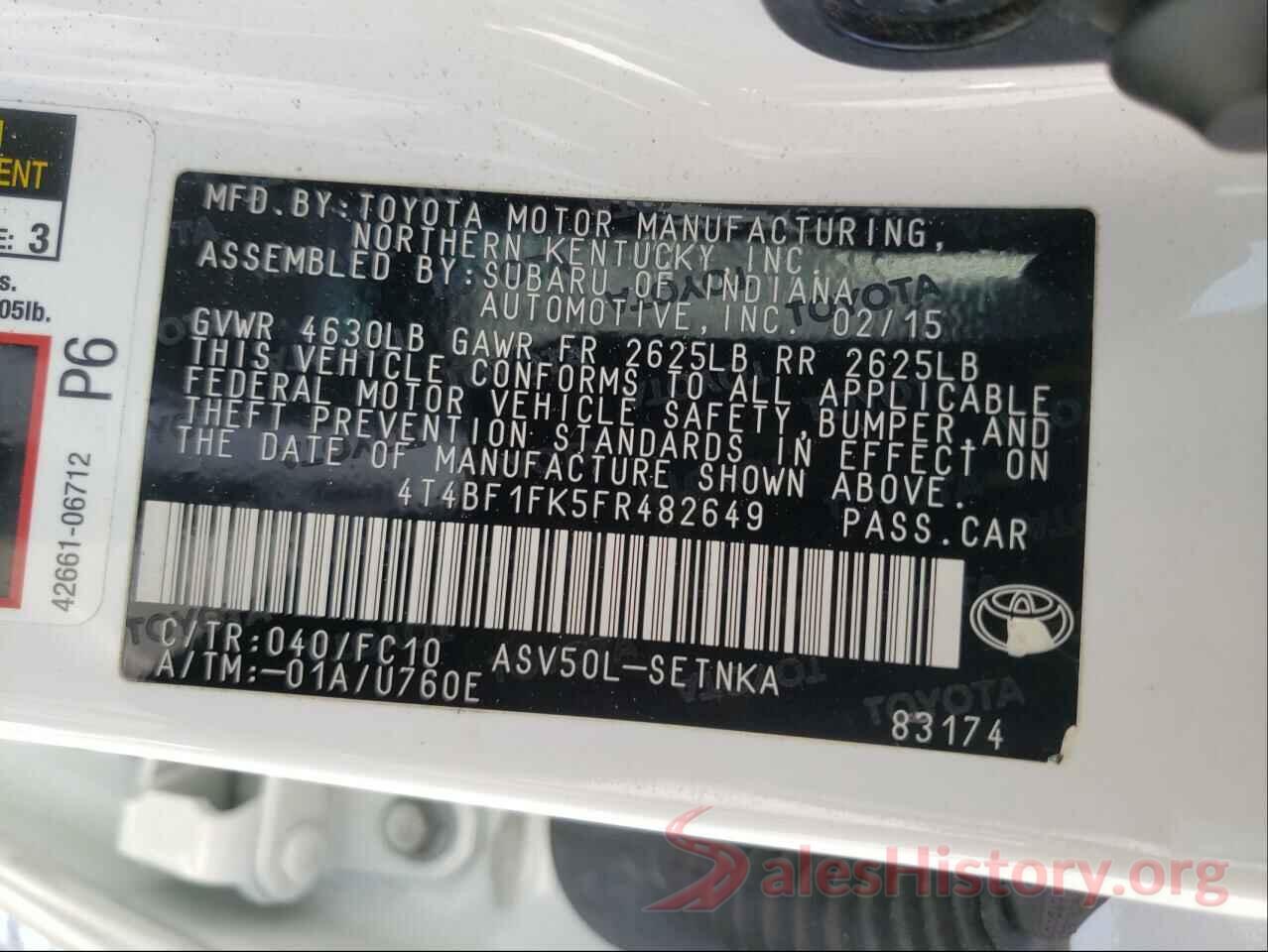 4T4BF1FK5FR482649 2015 TOYOTA CAMRY