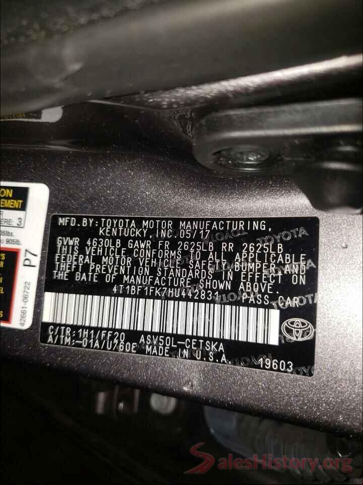 4T1BF1FK7HU442831 2017 TOYOTA CAMRY