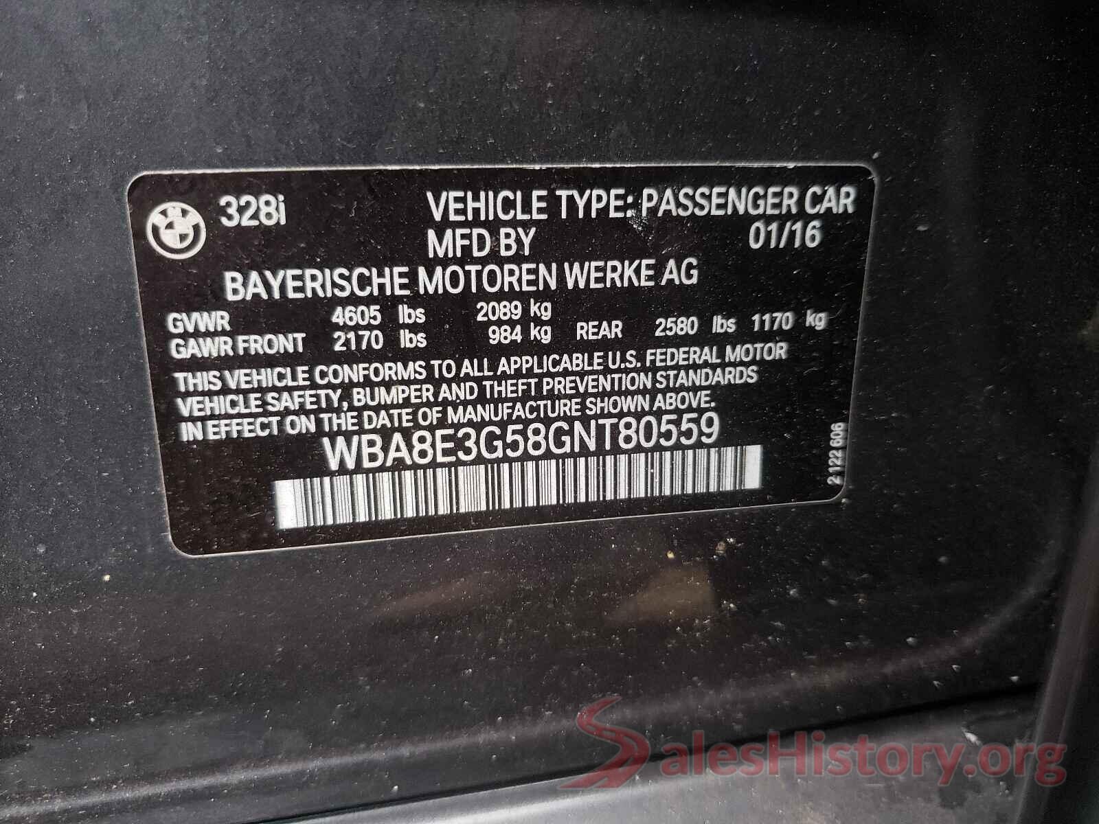 WBA8E3G58GNT80559 2016 BMW 3 SERIES