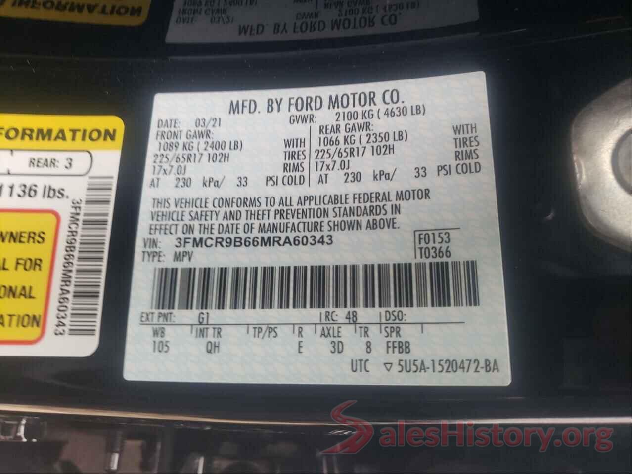 3FMCR9B66MRA60343 2021 FORD BRONCO