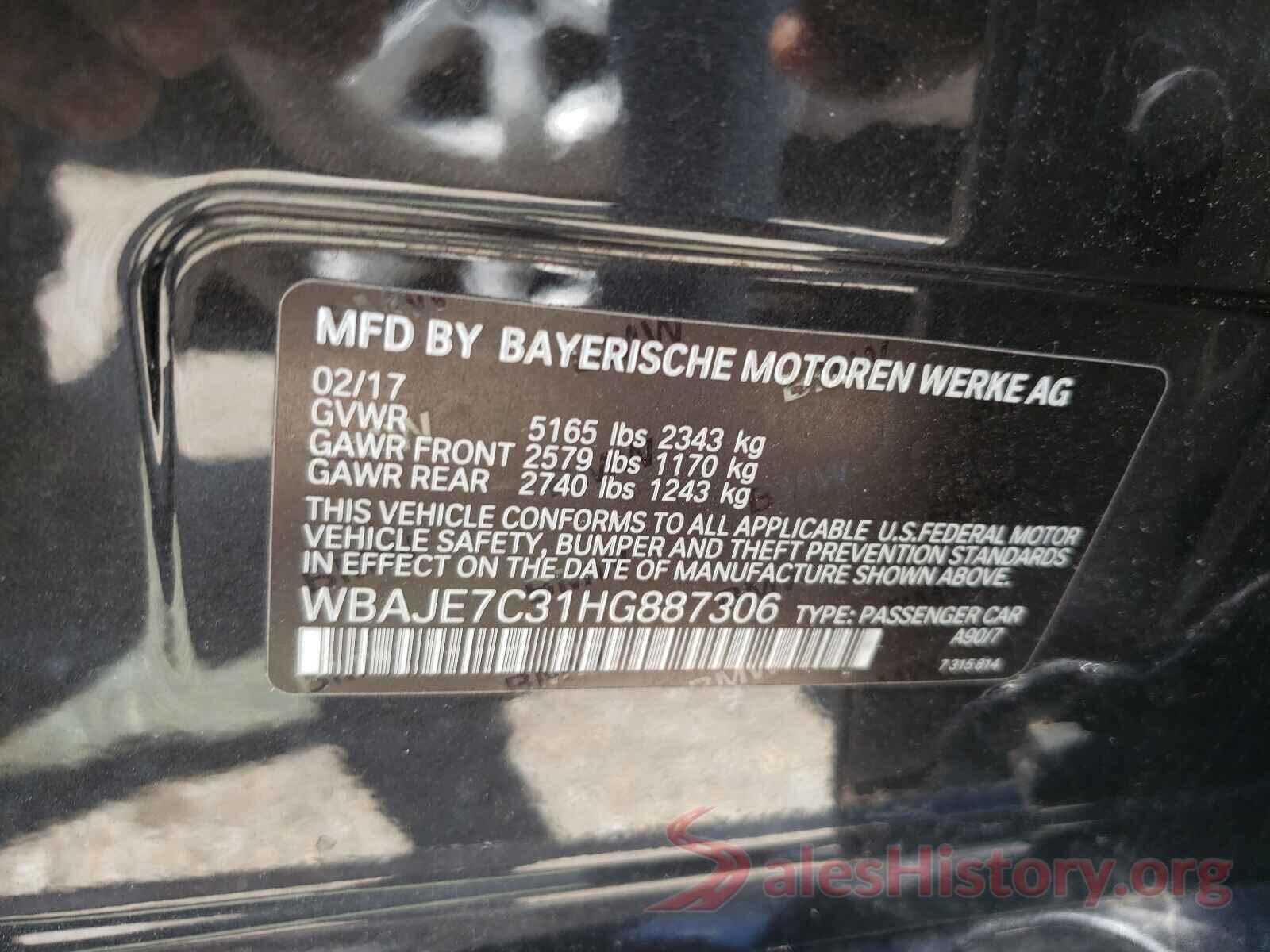 WBAJE7C31HG887306 2017 BMW 5 SERIES