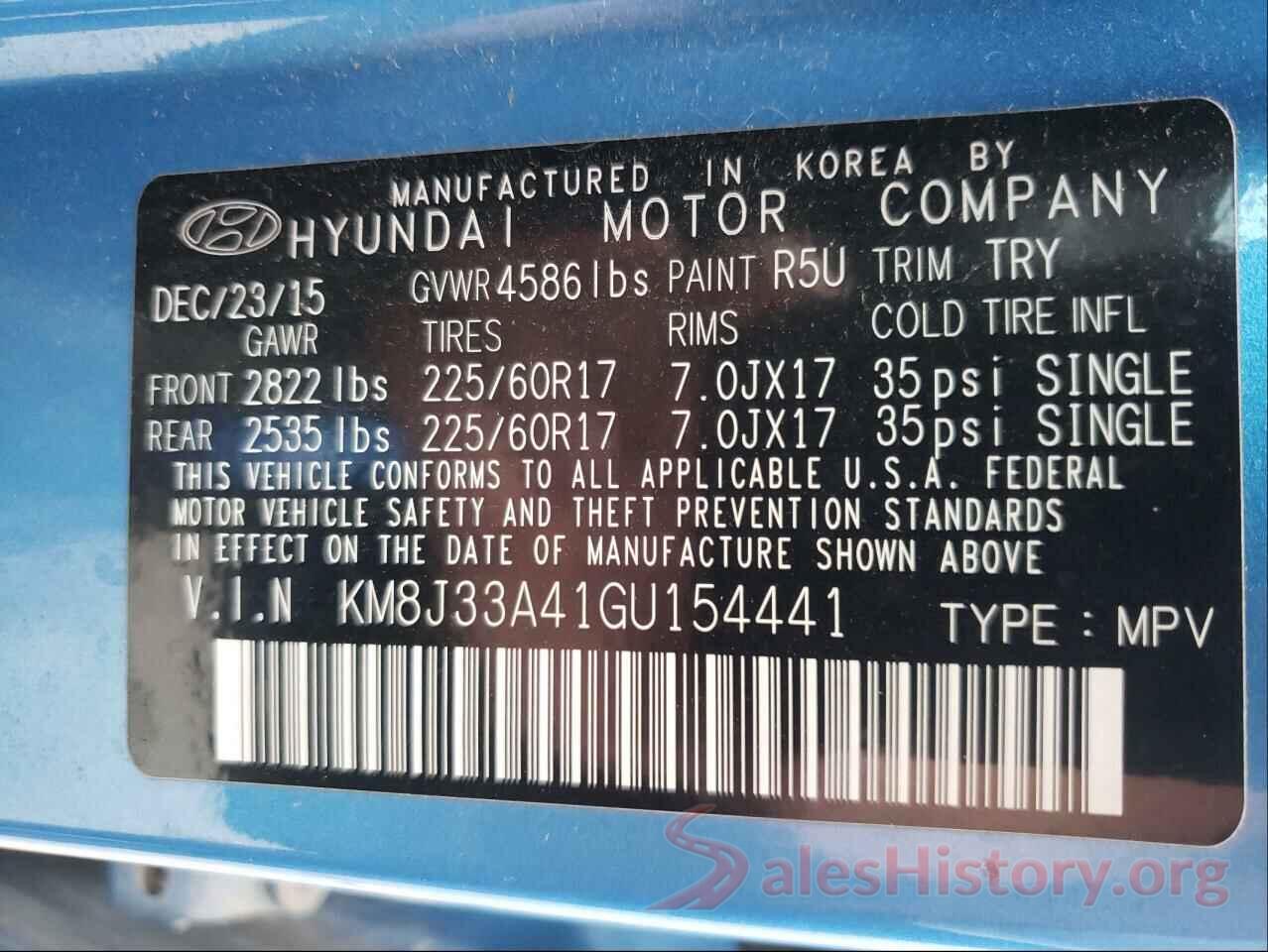 KM8J33A41GU154441 2016 HYUNDAI TUCSON