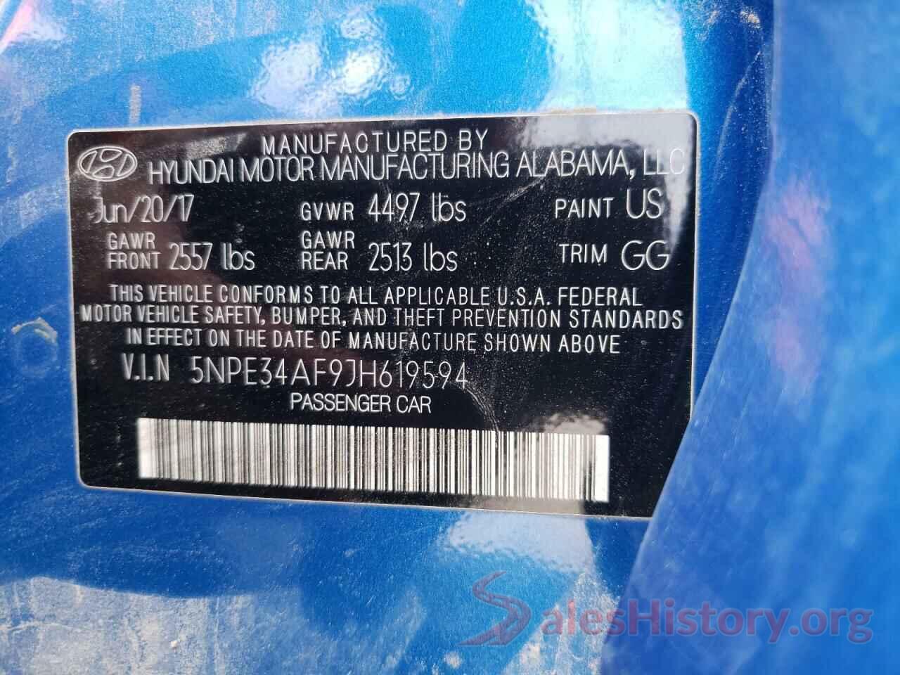 5NPE34AF9JH619594 2018 HYUNDAI SONATA