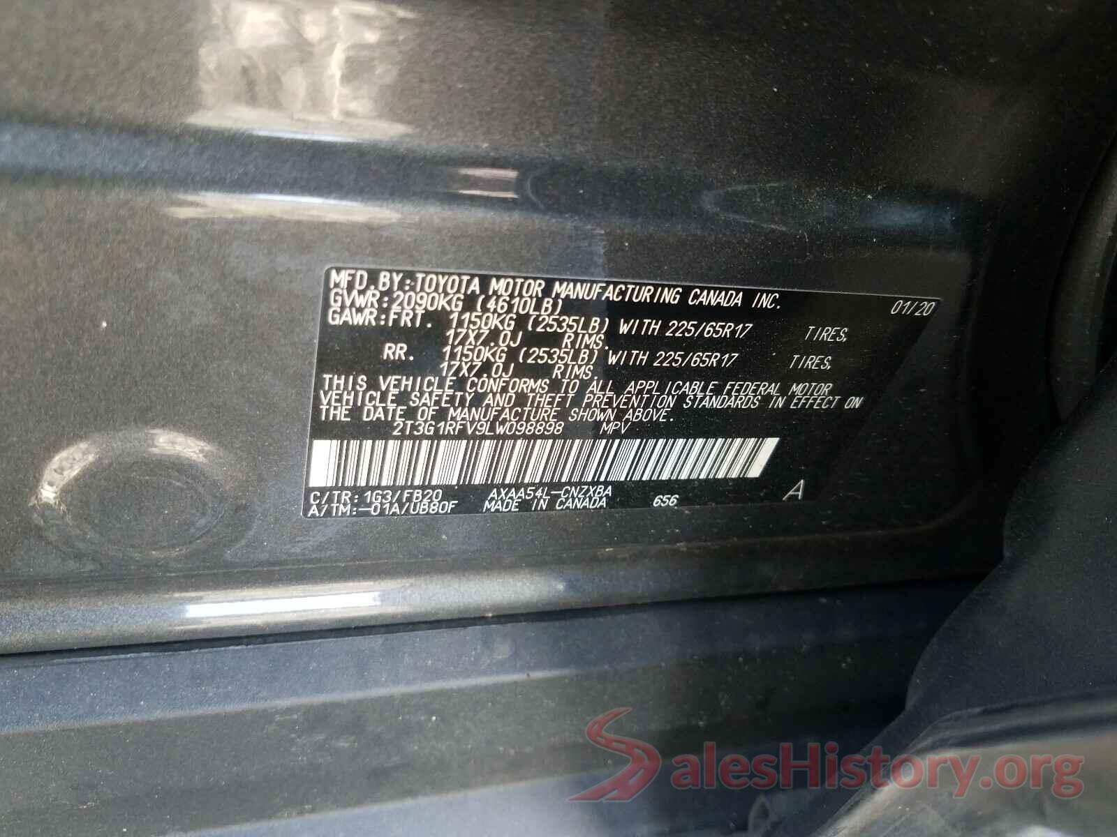 2T3G1RFV9LW098898 2020 TOYOTA RAV4