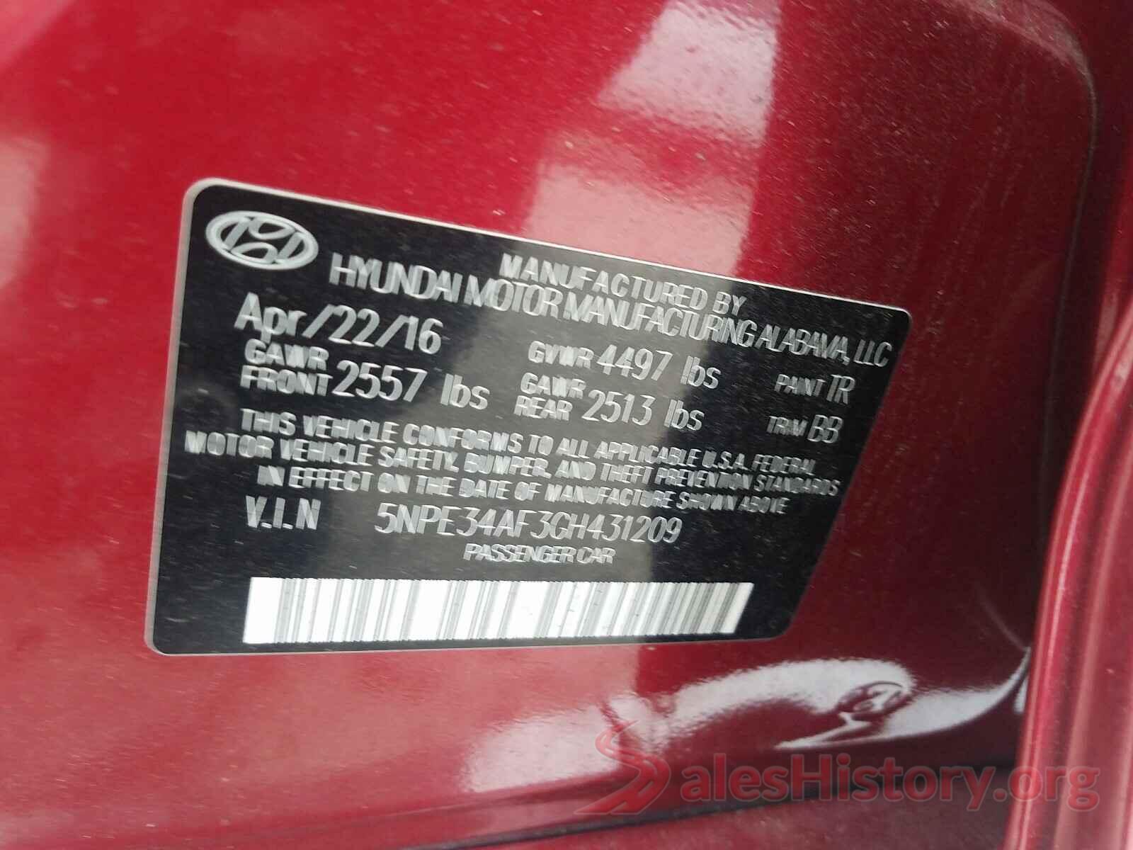 5NPE34AF3GH431209 2016 HYUNDAI SONATA