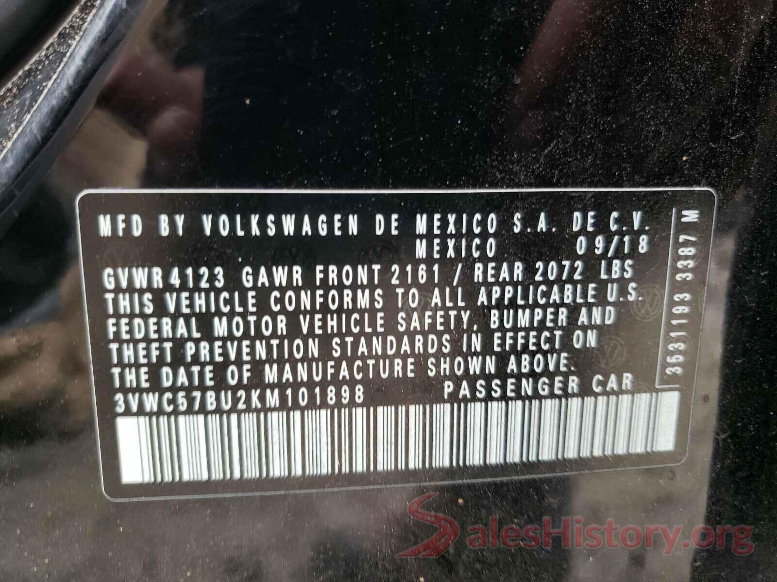 3VWC57BU2KM101898 2019 VOLKSWAGEN JETTA