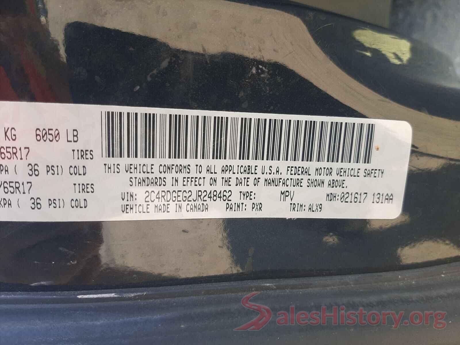 2C4RDGEG2JR248462 2018 DODGE GRAND CARA