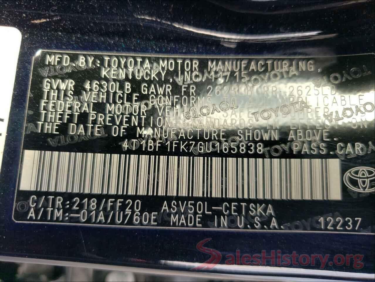 4T1BF1FK7GU165838 2016 TOYOTA CAMRY