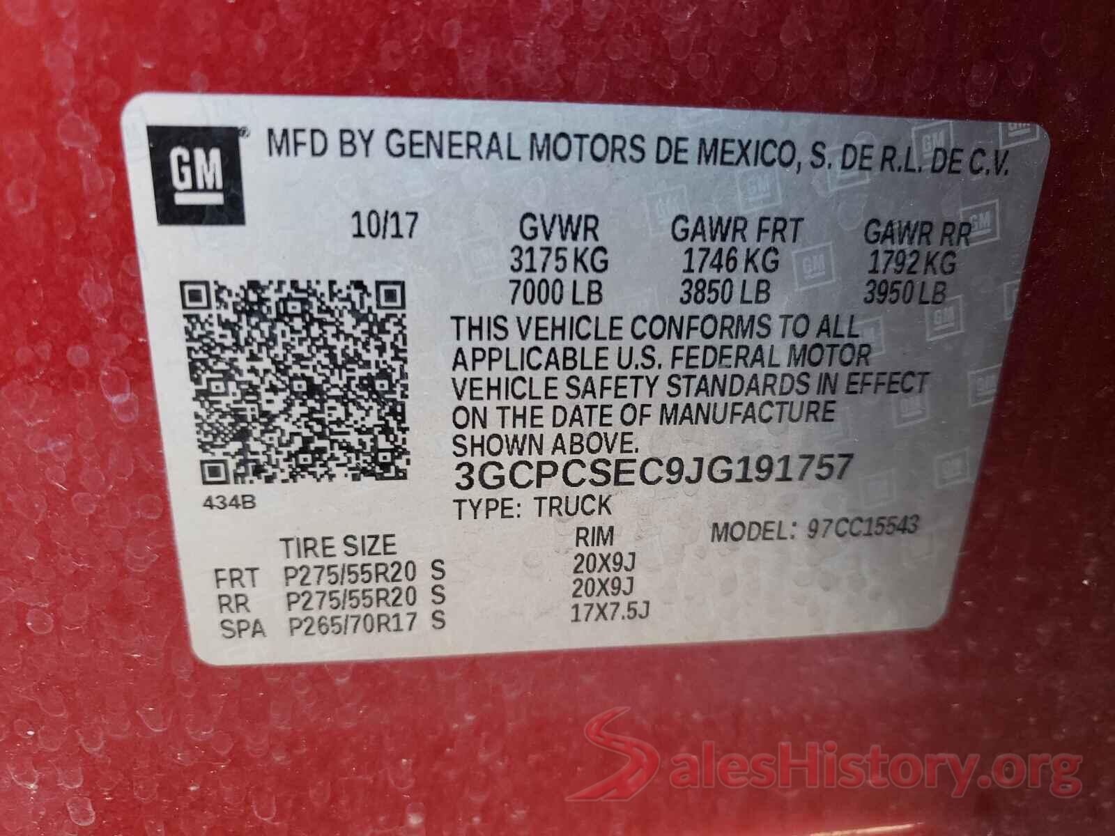 3GCPCSEC9JG191757 2018 CHEVROLET SILVERADO