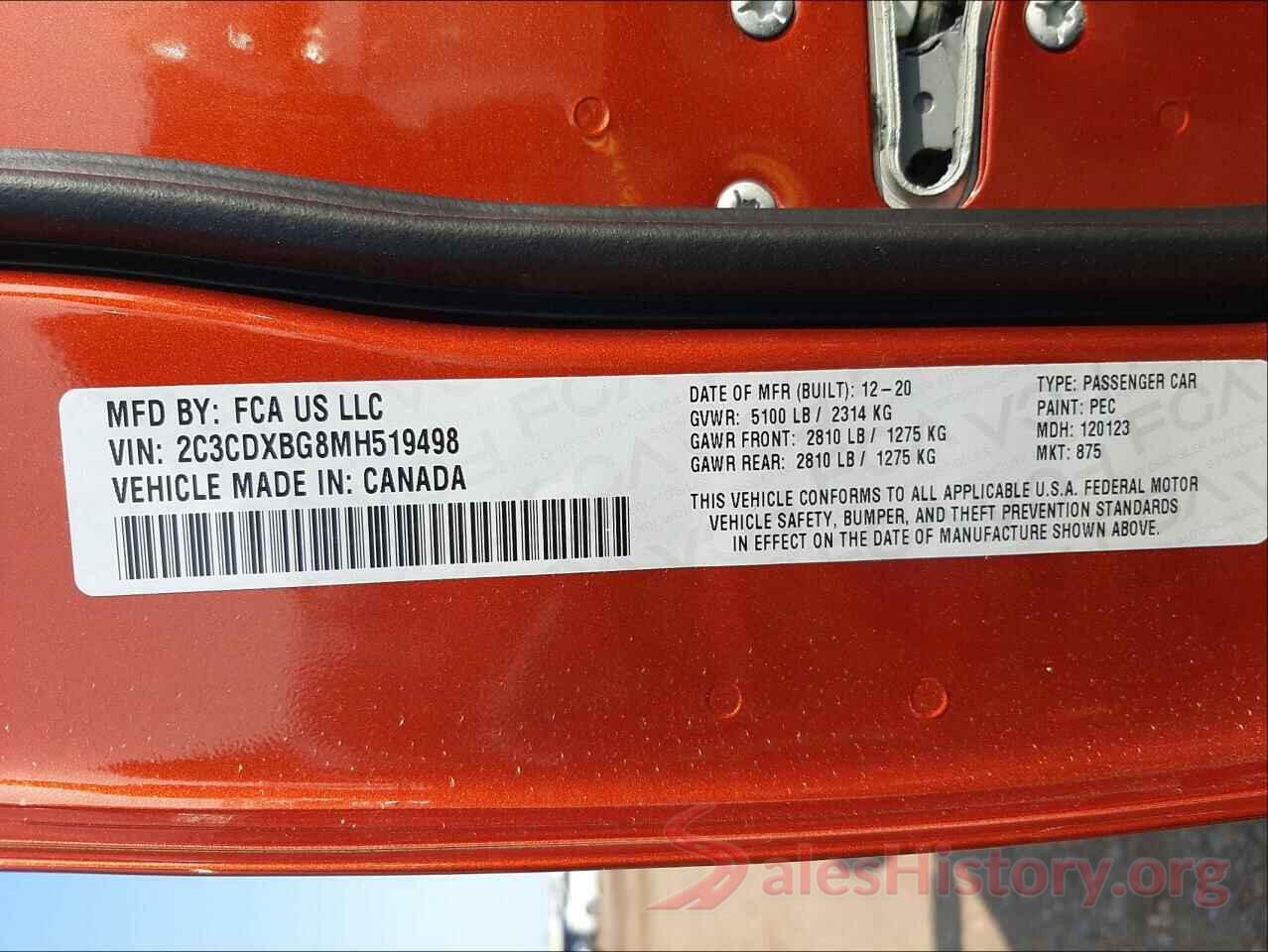 2C3CDXBG8MH519498 2021 DODGE CHARGER