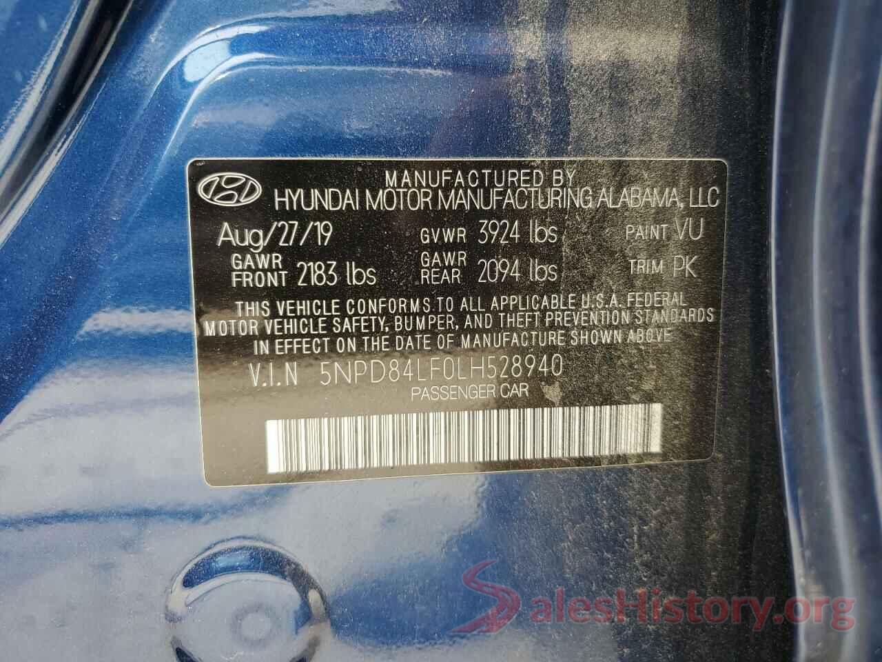 5NPD84LF0LH528940 2020 HYUNDAI ELANTRA