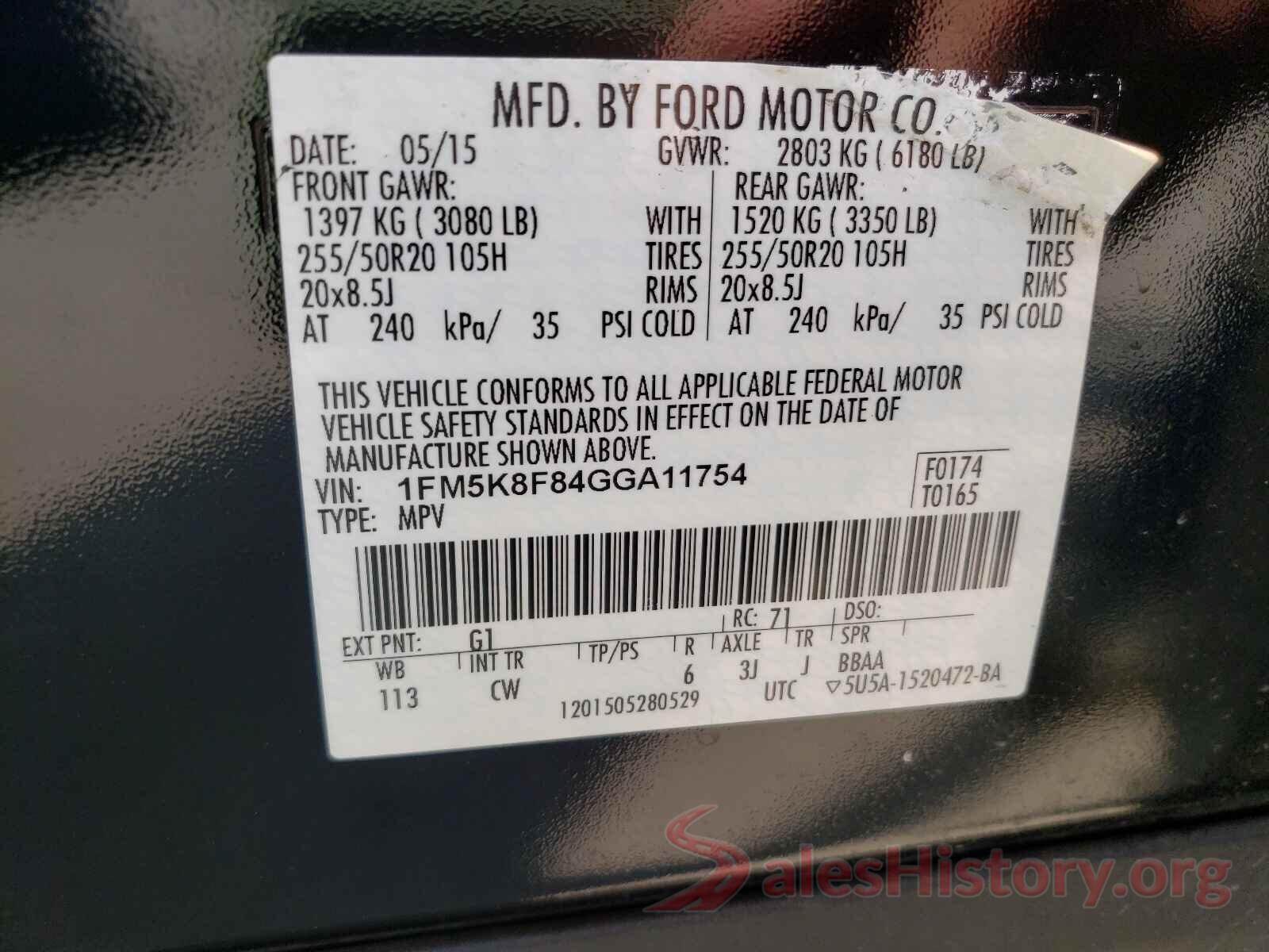 1FM5K8F84GGA11754 2016 FORD EXPLORER