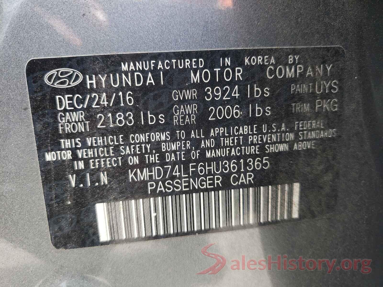 KMHD74LF6HU361365 2017 HYUNDAI ELANTRA