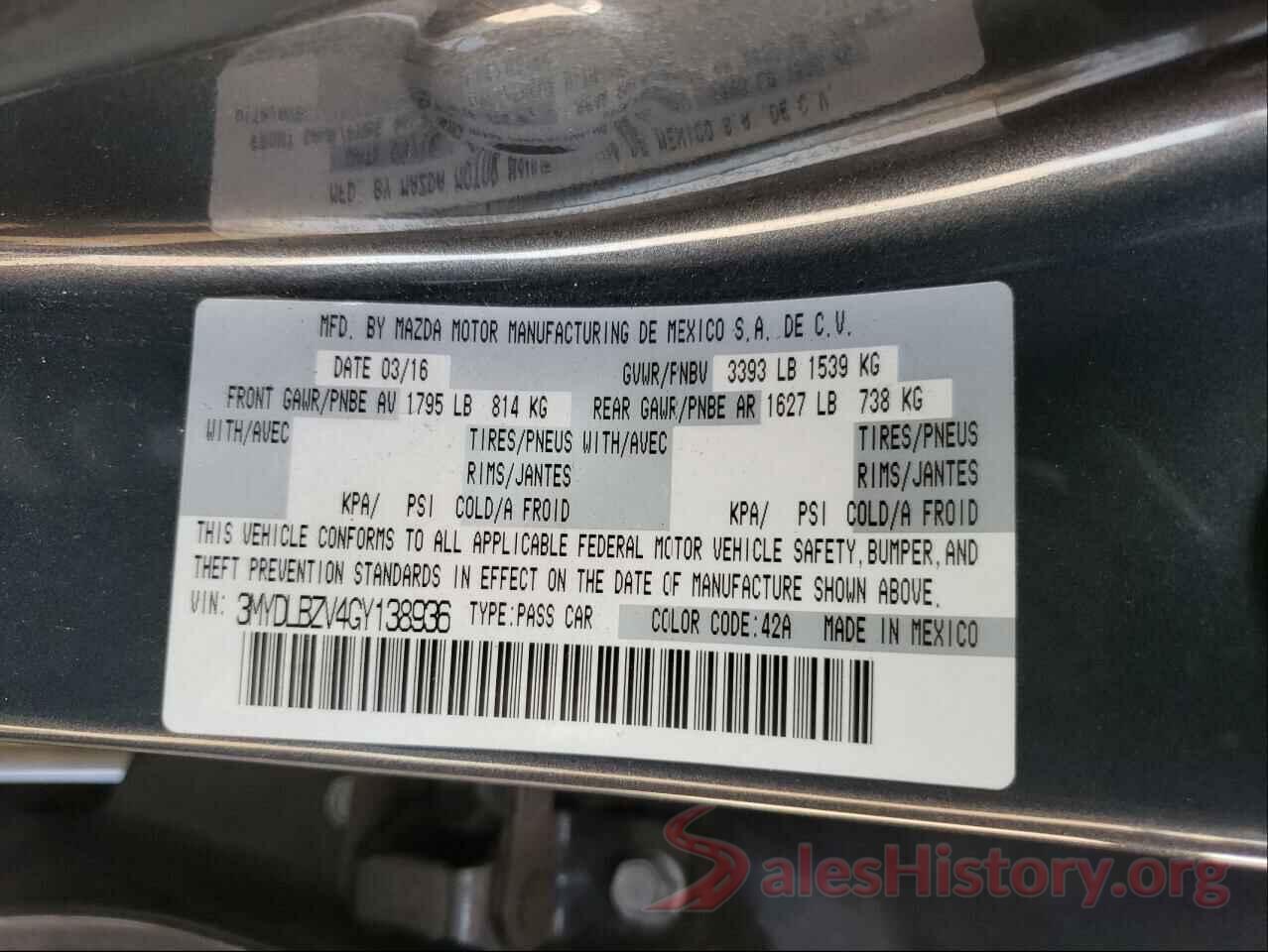 3MYDLBZV4GY138936 2016 TOYOTA SCION