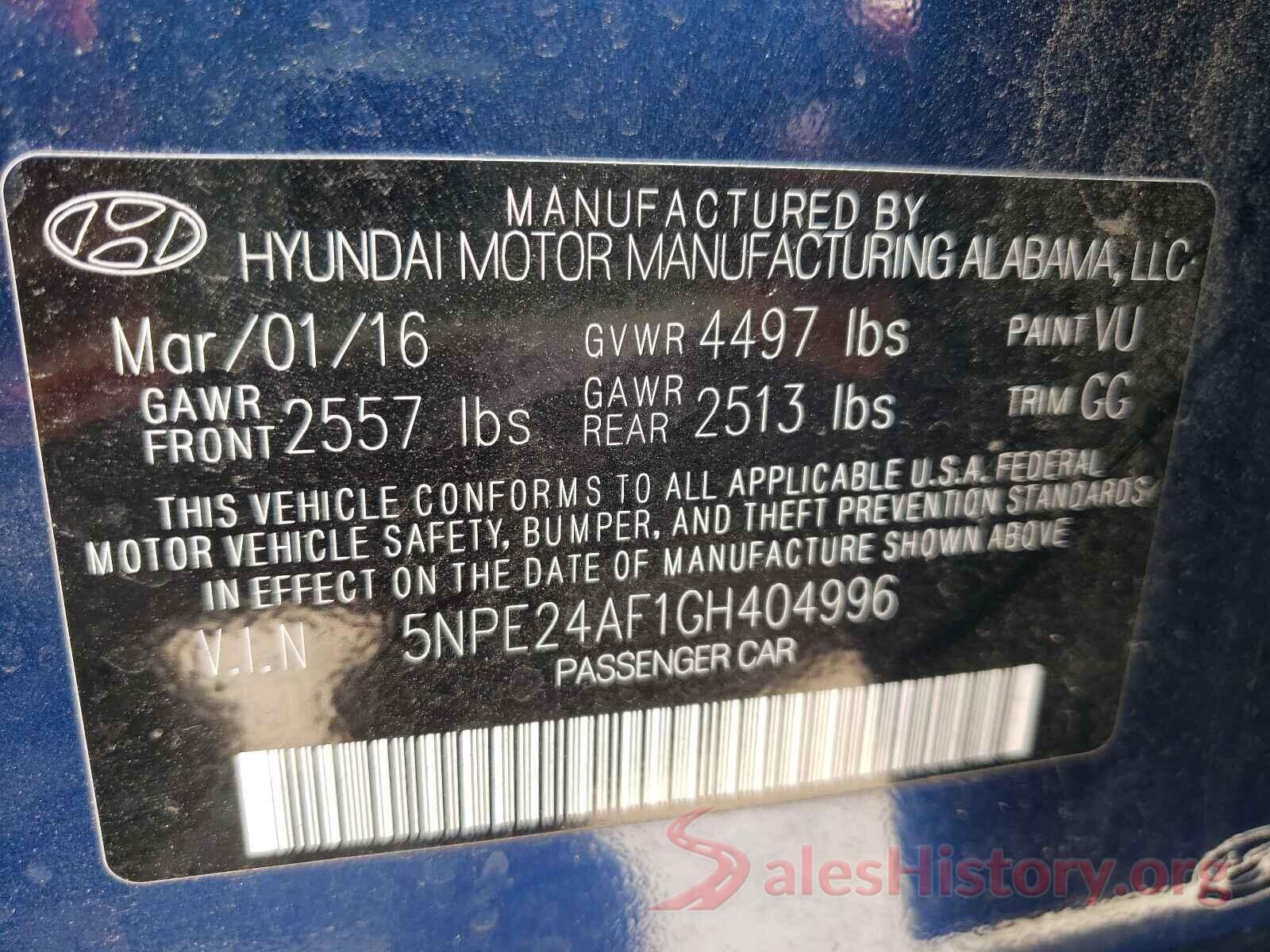 5NPE24AF1GH404996 2016 HYUNDAI SONATA