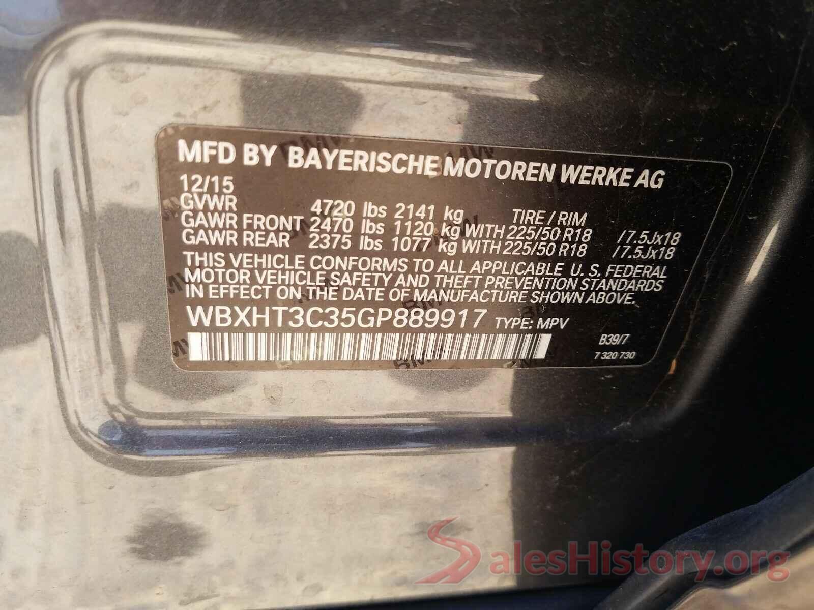 WBXHT3C35GP889917 2016 BMW X1