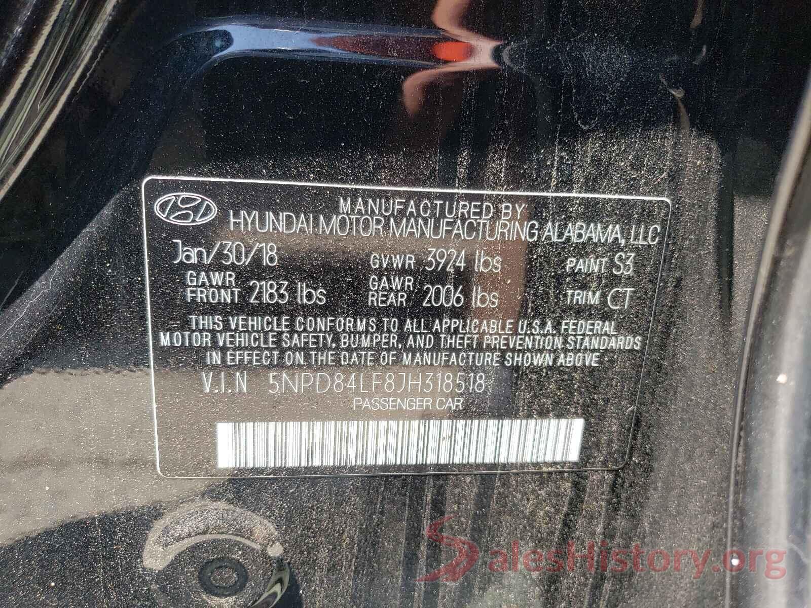 5NPD84LF8JH318518 2018 HYUNDAI ELANTRA