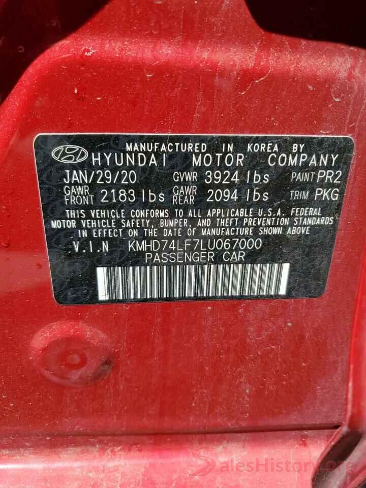 KMHD74LF7LU067000 2020 HYUNDAI ELANTRA