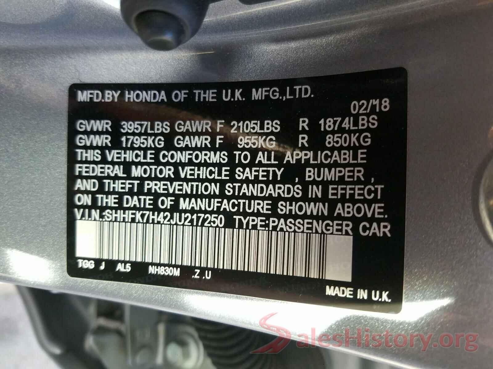 SHHFK7H42JU217250 2018 HONDA CIVIC