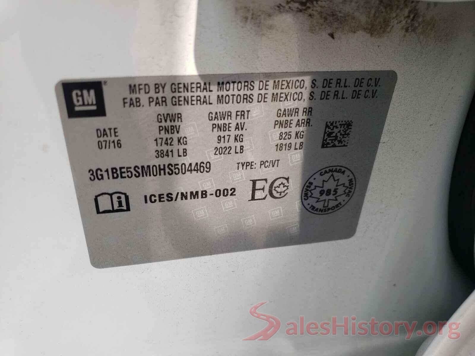 3G1BE5SM0HS504469 2017 CHEVROLET CRUZE