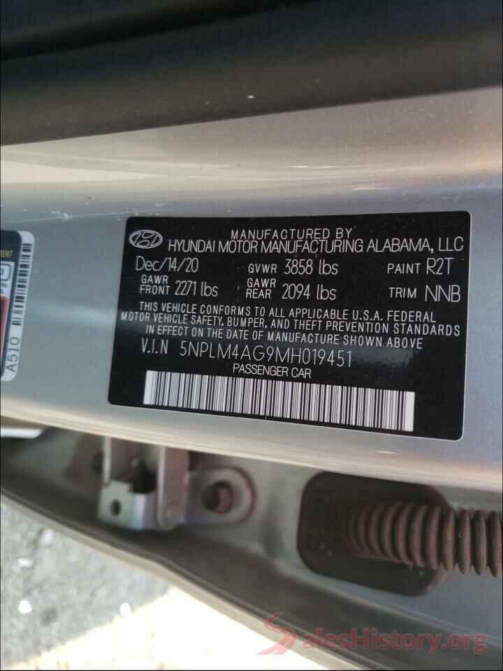 5NPLM4AG9MH019451 2021 HYUNDAI ELANTRA