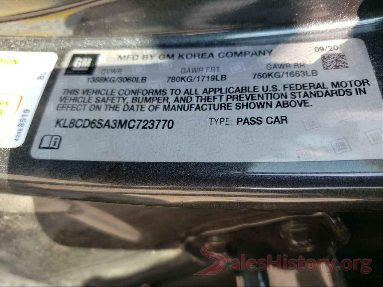 KL8CD6SA3MC723770 2021 CHEVROLET SPARK