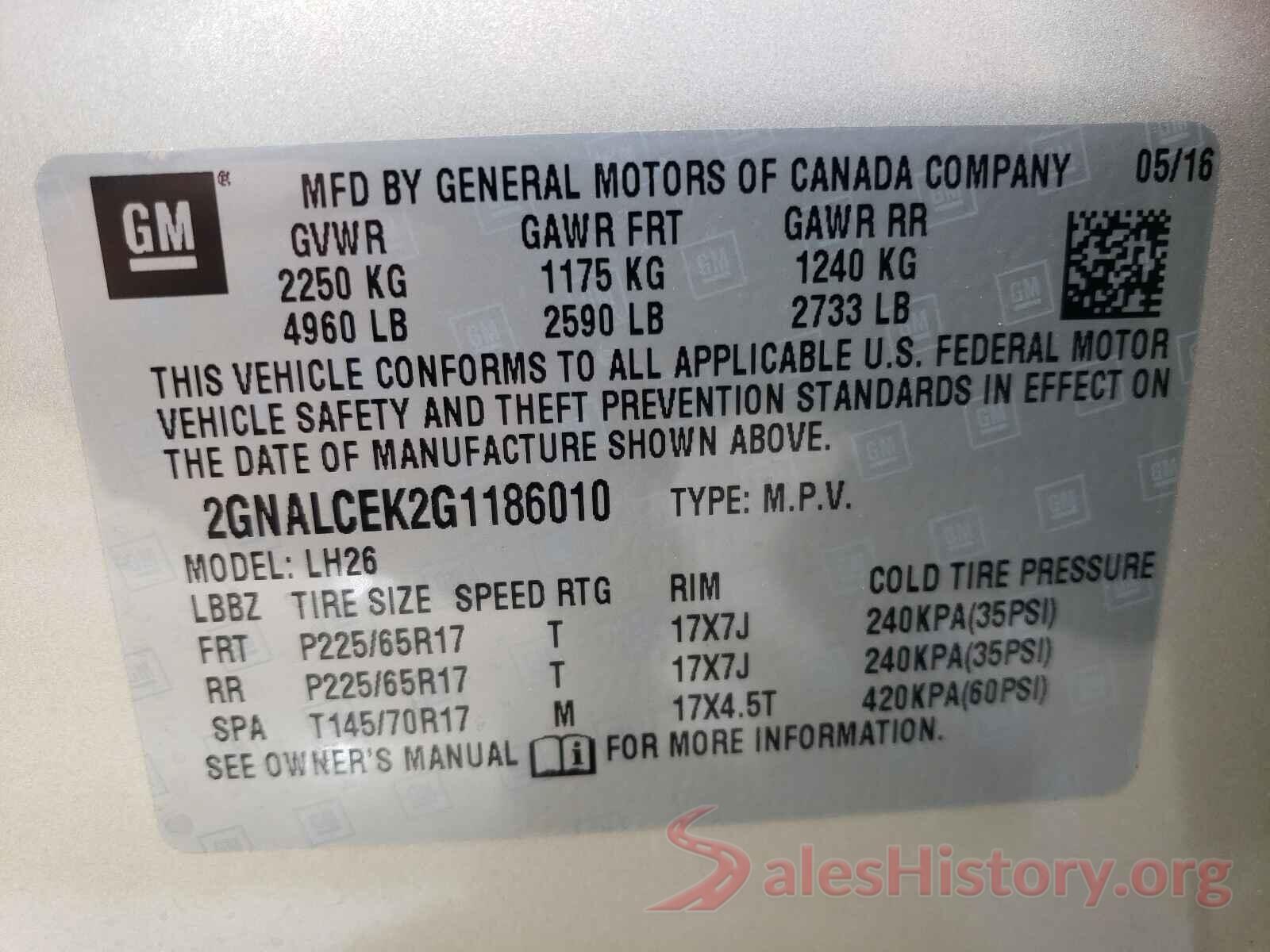 2GNALCEK2G1186010 2016 CHEVROLET EQUINOX