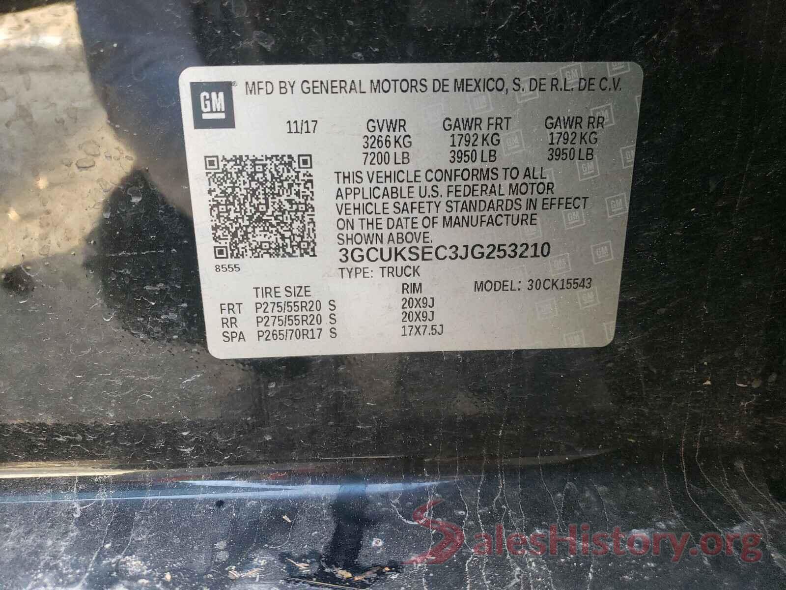 3GCUKSEC3JG253210 2018 CHEVROLET SILVERADO